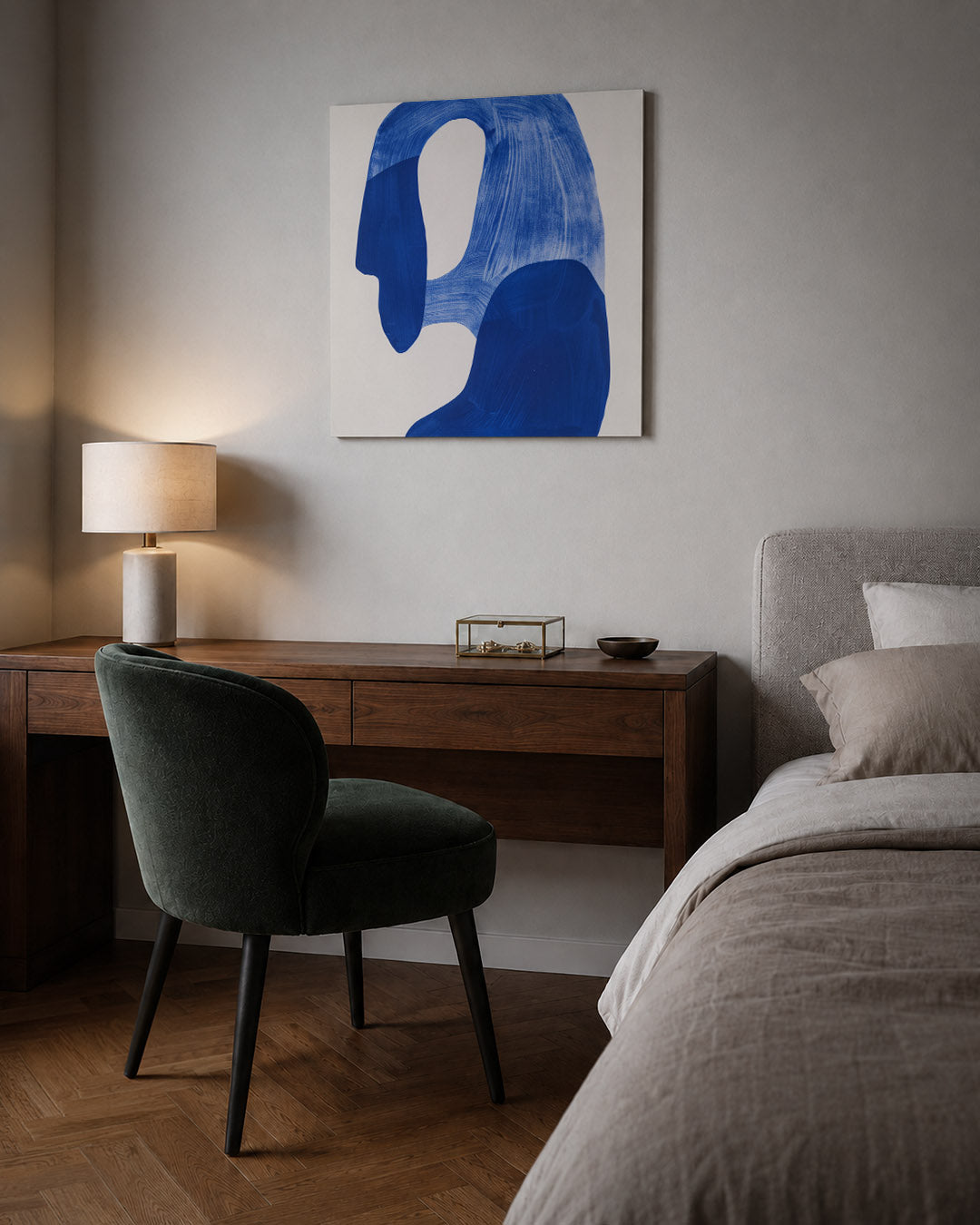 Vloeiende blauwe vormen Kunstwerk
