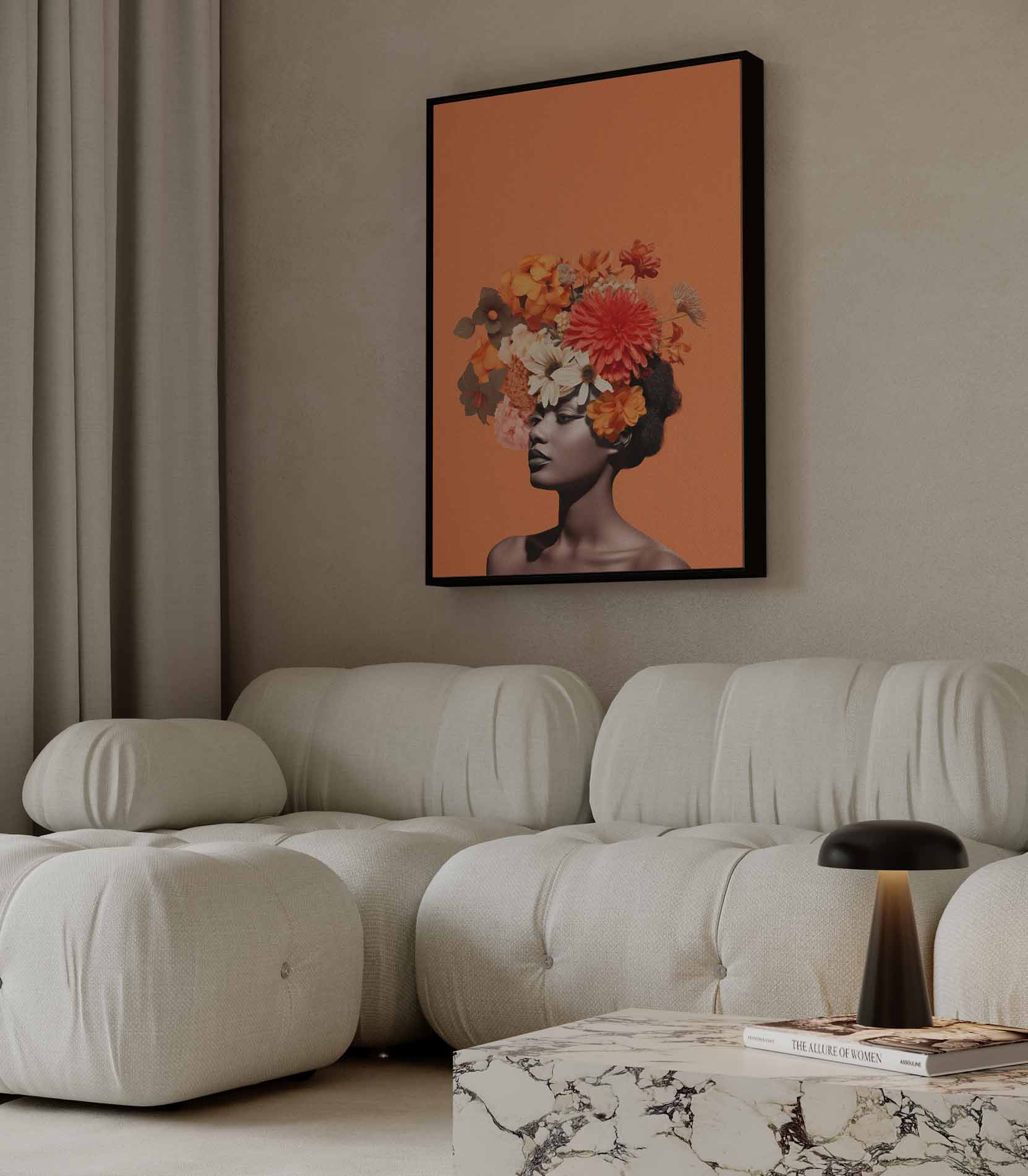 Bloemenfantasie Portret Kunstwerk-canvas-dibond-plexiglas-wanddecoratie-WallArtistic
