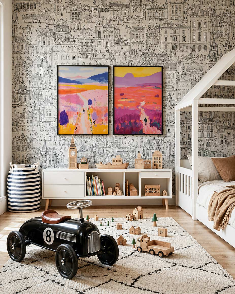 Kleurrijke landschapsdroom Posterset