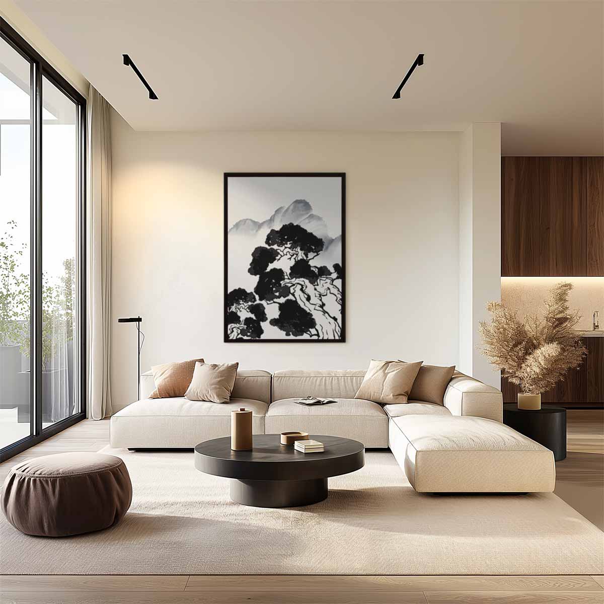 Berglandschap in Oosterse Stijl Kunstwerk-canvas-dibond-plexiglas-wanddecoratie-WallArtistic