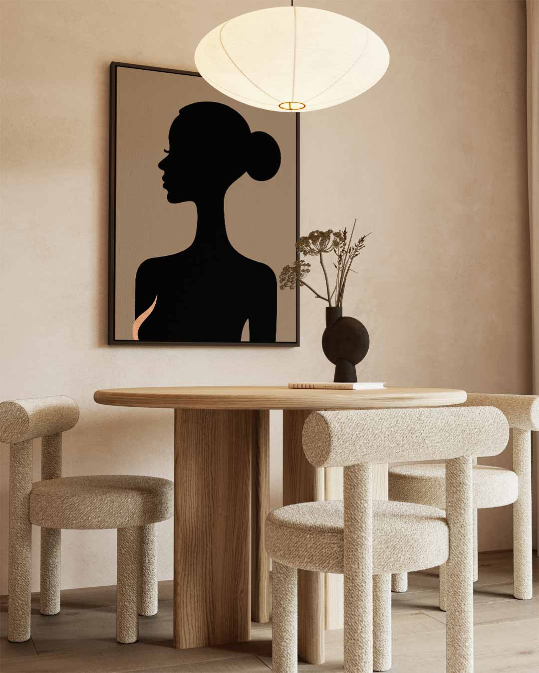 Elegante Silhouetportret Kunstwerk-canvas-dibond-plexiglas-wanddecoratie-WallArtistic