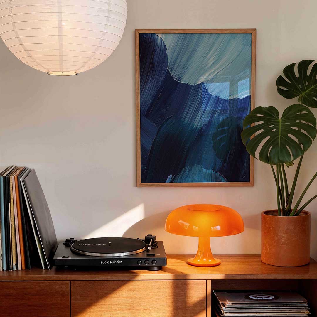 Abstracte blauwe penseelstreken Poster
