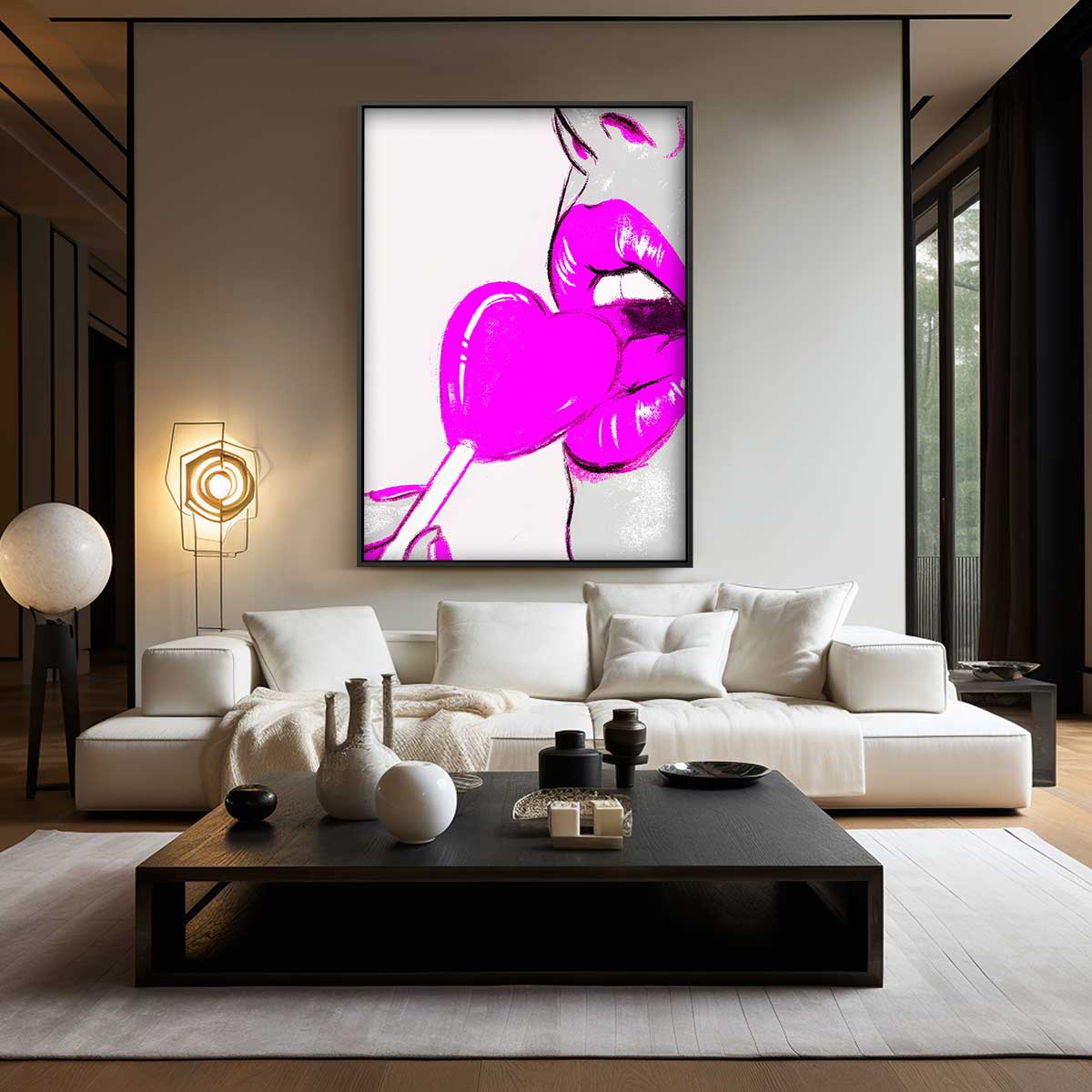 Pop Art Lolly Lips Kunstwerk-canvas-dibond-plexiglas-wanddecoratie-WallArtistic