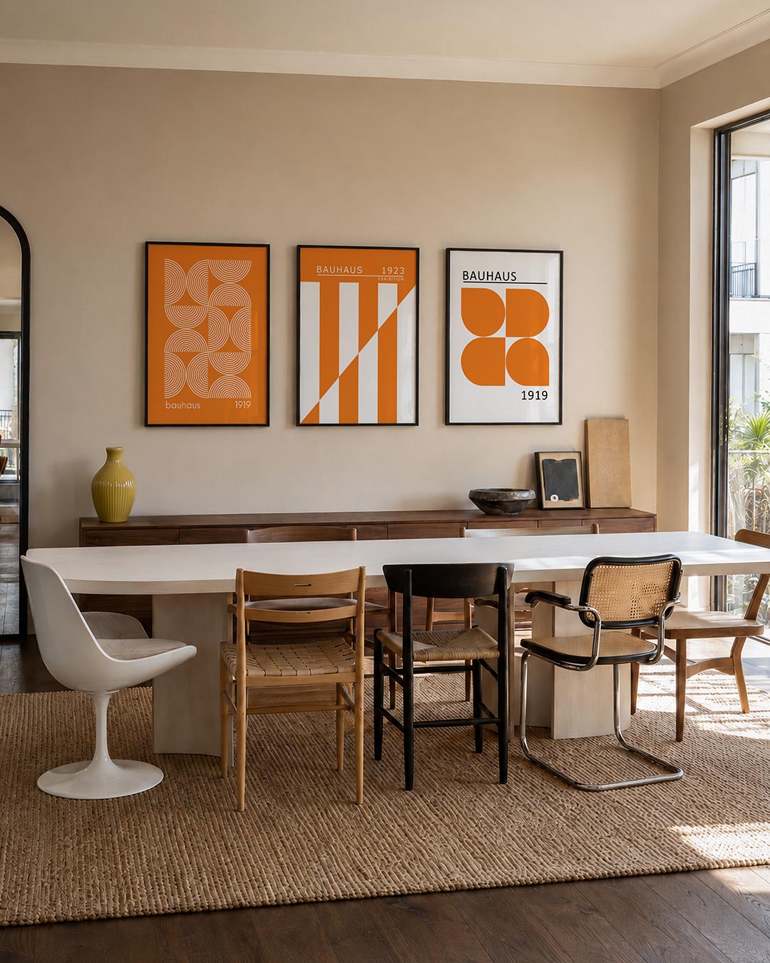 Cirkelpatroon oranje Posterset