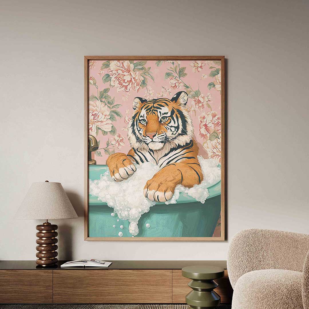 Tijger in bad Poster