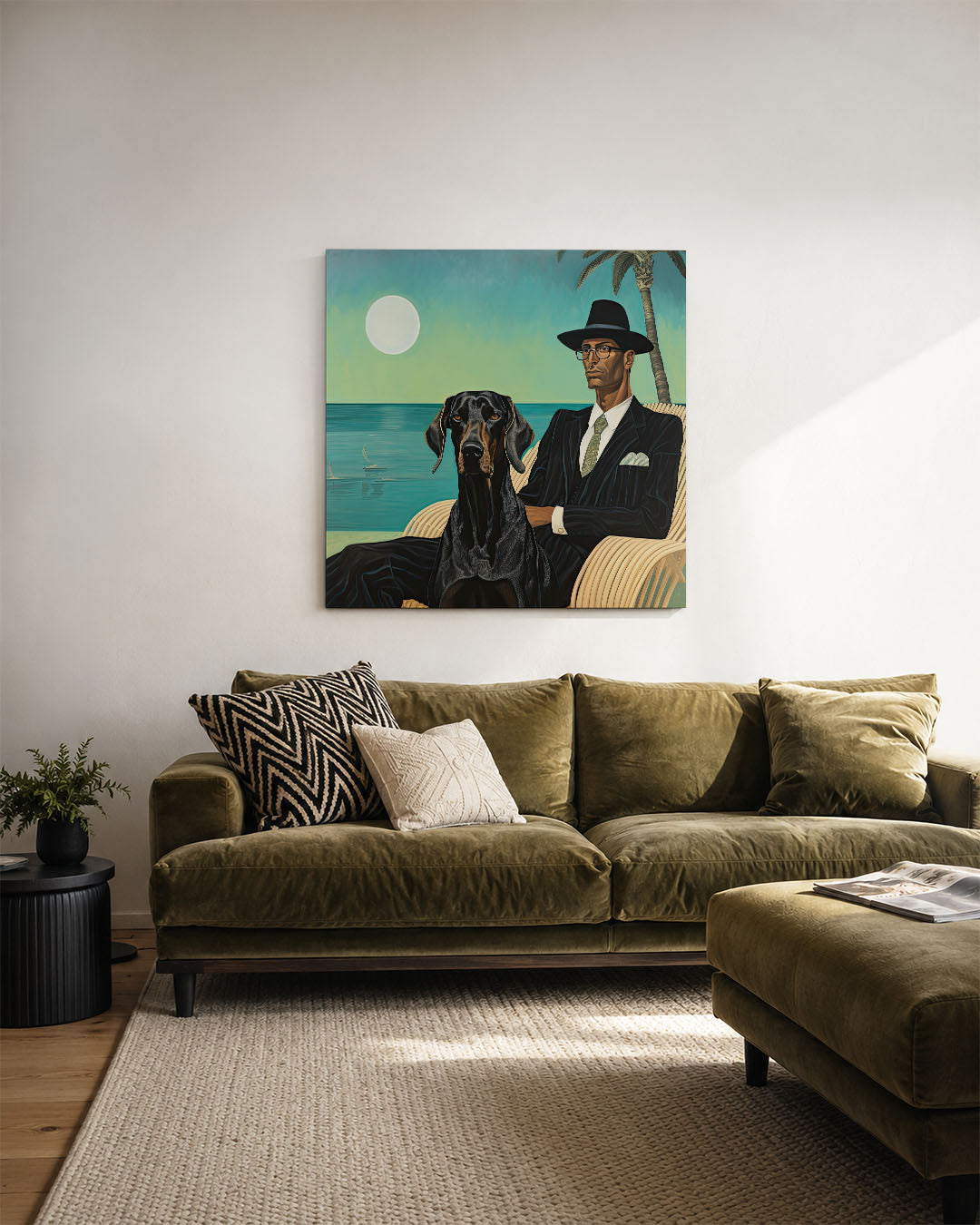 Man met hond Kunstwerk