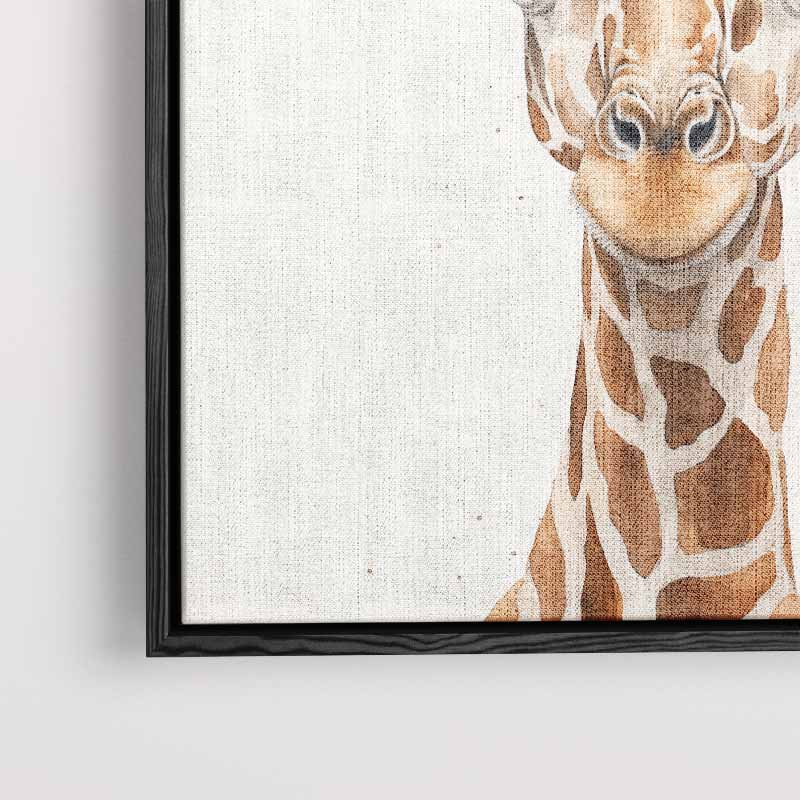 Vrolijke Giraffe Portret Kunstwerk-canvas-dibond-plexiglas-wanddecoratie-WallArtistic