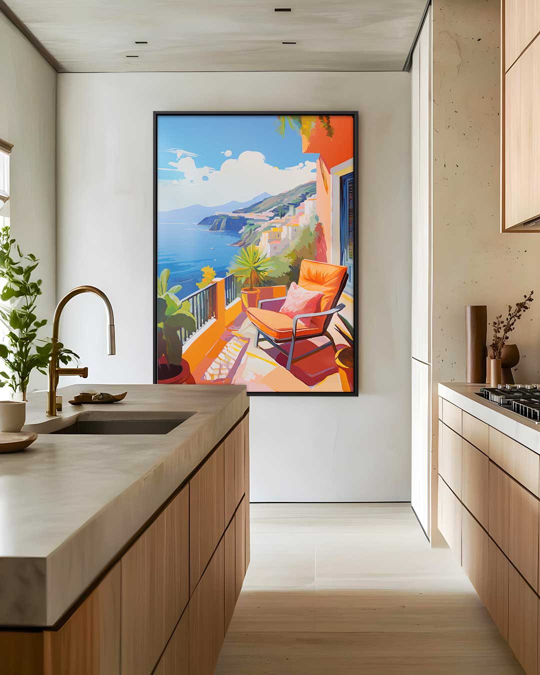 Zonnige Mediterrane Balkon Kunstwerk-canvas-dibond-plexiglas-wanddecoratie-WallArtistic