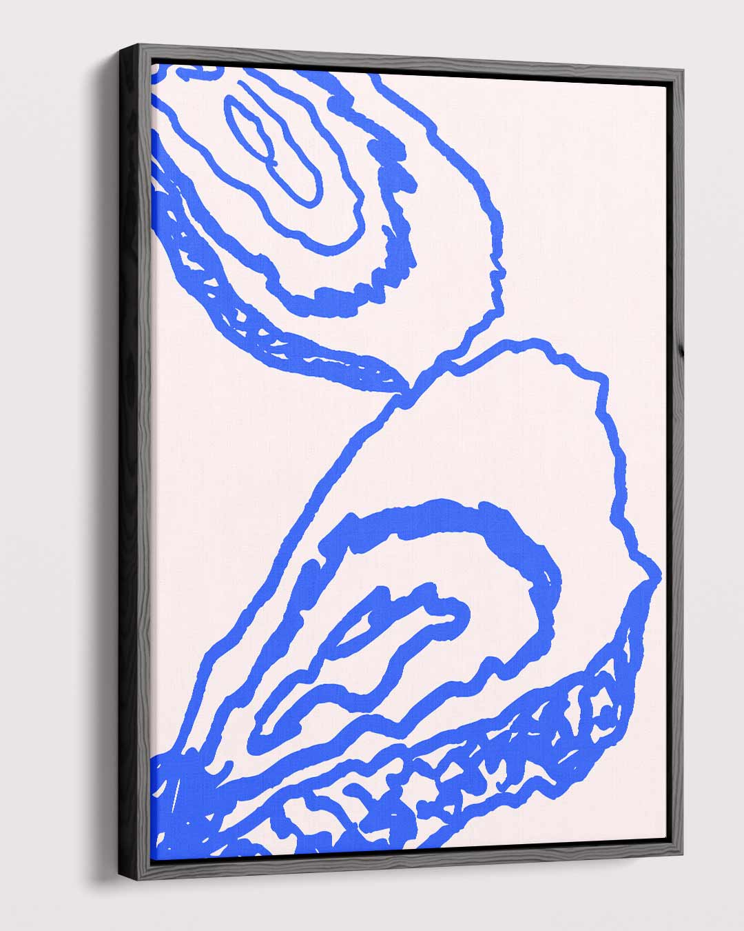 Abstracte Blauwe Contouren op Beige Kunstwerk-canvas-dibond-plexiglas-wanddecoratie-WallArtistic