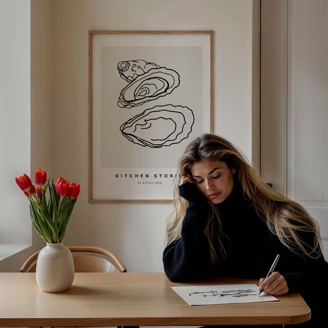 Keukenverhalen Oester Illustratie Poster-WallArtistic
