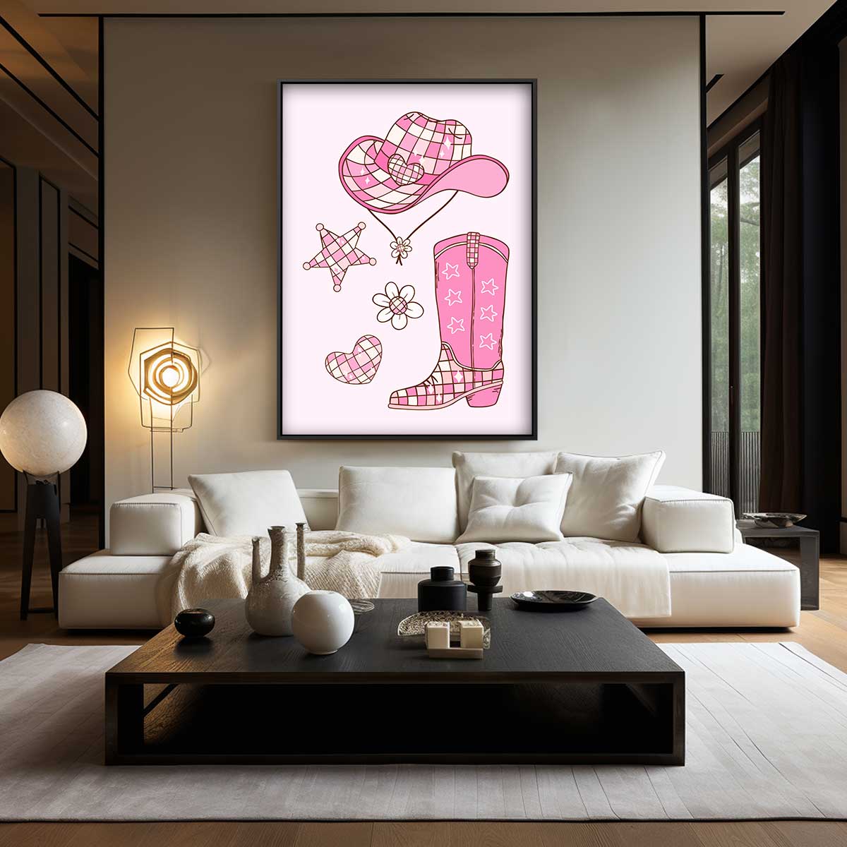 Vrolijke Cowboy Dromen Kunstwerk-canvas-dibond-plexiglas-wanddecoratie-WallArtistic