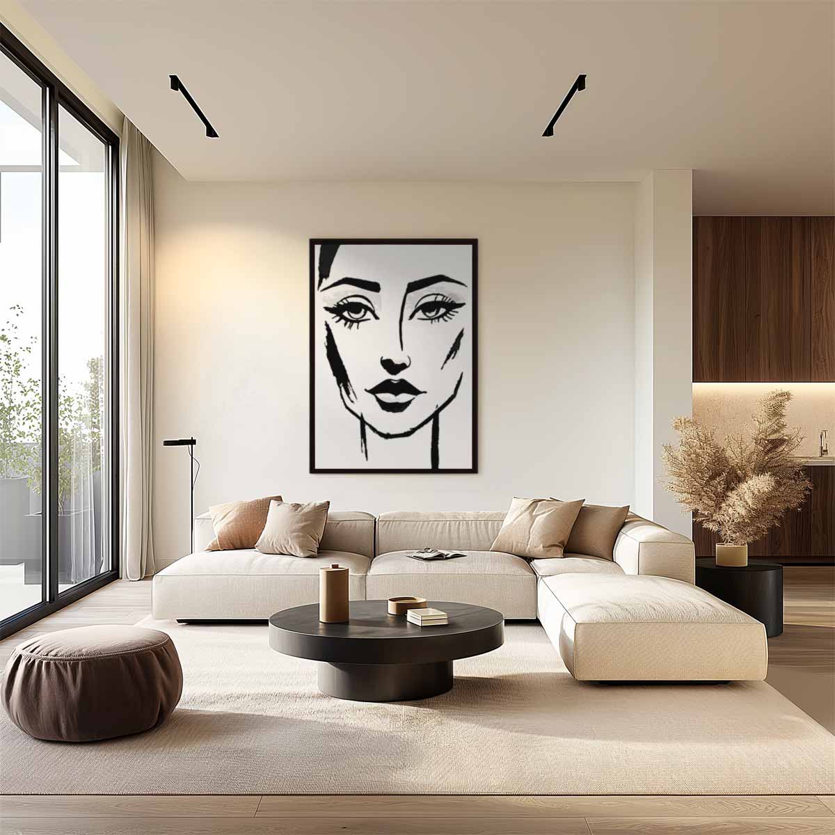 Minimalistisch Gezichtsportret Kunstwerk-canvas-dibond-plexiglas-wanddecoratie-WallArtistic