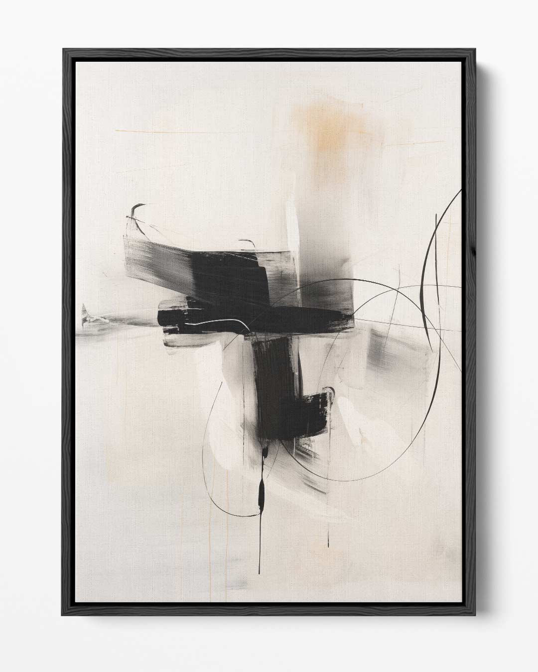 Dynamisch Abstract Zwart-Wit Schilderij Kunstwerk-canvas-dibond-plexiglas-wanddecoratie-WallArtistic
