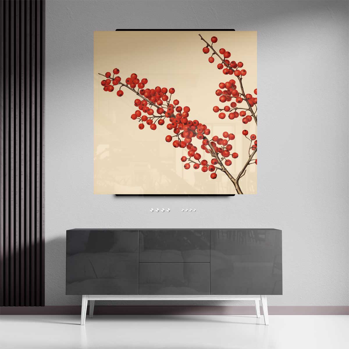Winterse Bessenpracht Kunstwerk-canvas-dibond-plexiglas-wanddecoratie-WallArtistic