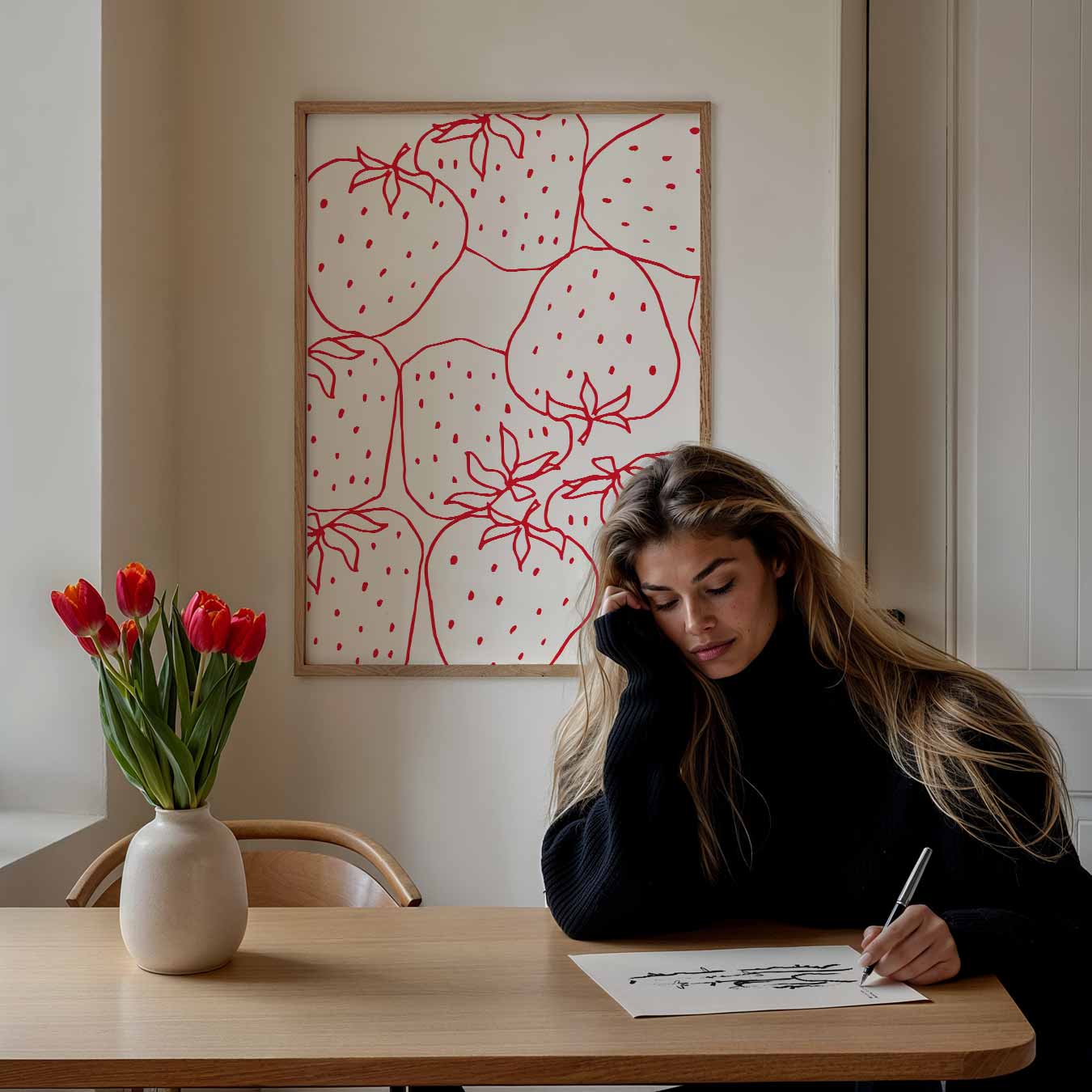 Frisse Aardbeientekening Poster-WallArtistic