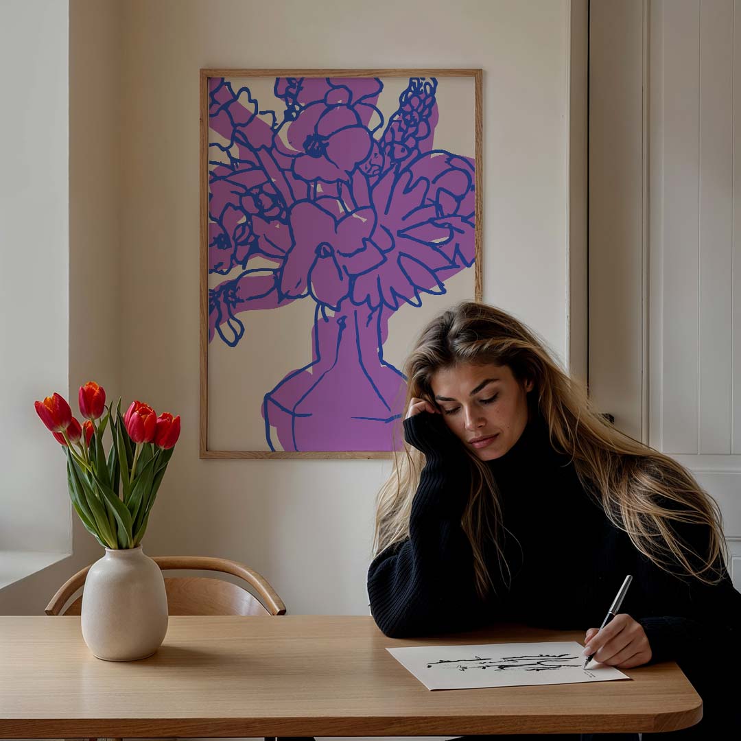 Vrolijke Bloemenpracht in Paars Poster-WallArtistic