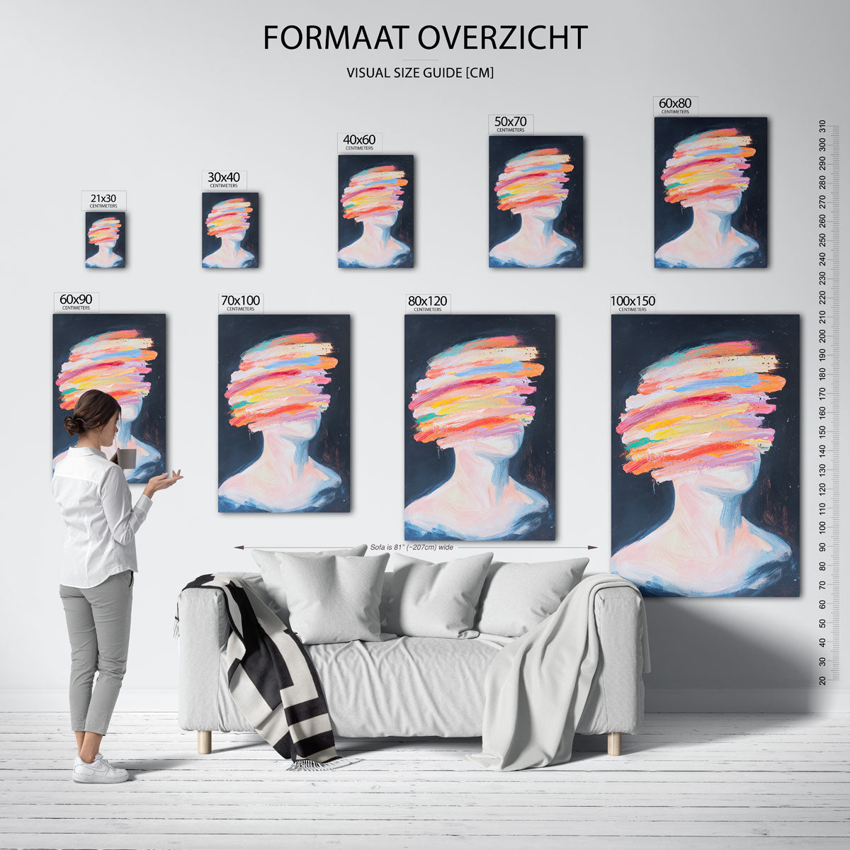 Abstracte figuur met kleurrijke strepen Poster