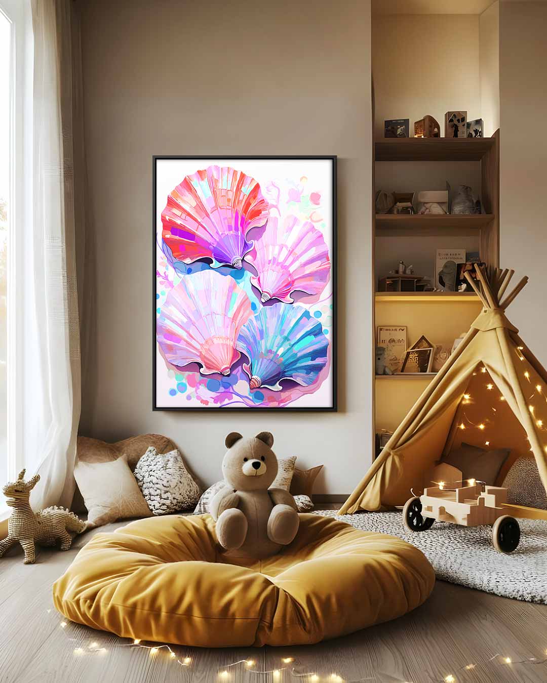 Kleurrijke Schelpenpracht Kunstwerk-canvas-dibond-plexiglas-wanddecoratie-WallArtistic