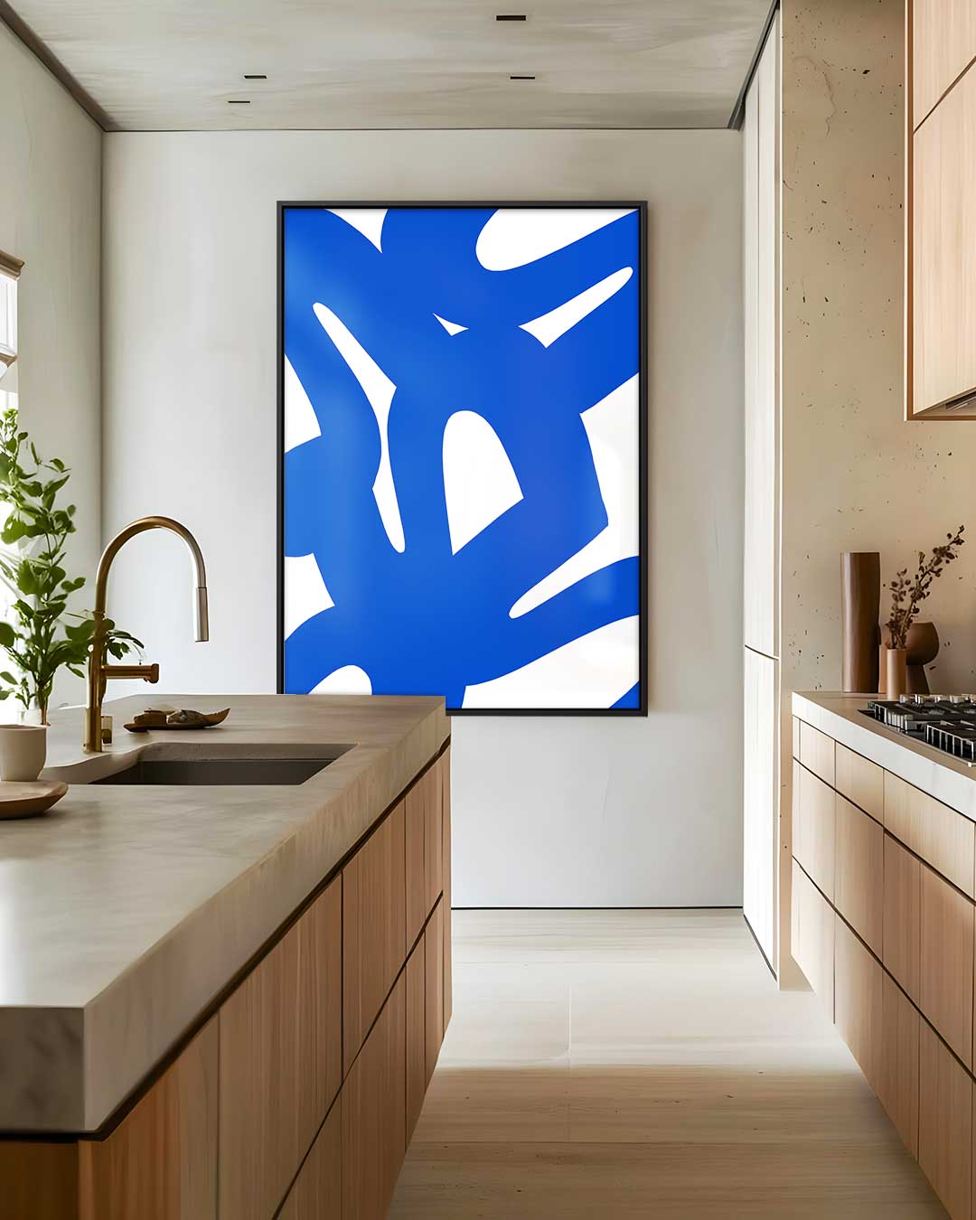 Dynamische Blauwe Krabbels Kunstwerk-canvas-dibond-plexiglas-wanddecoratie-WallArtistic