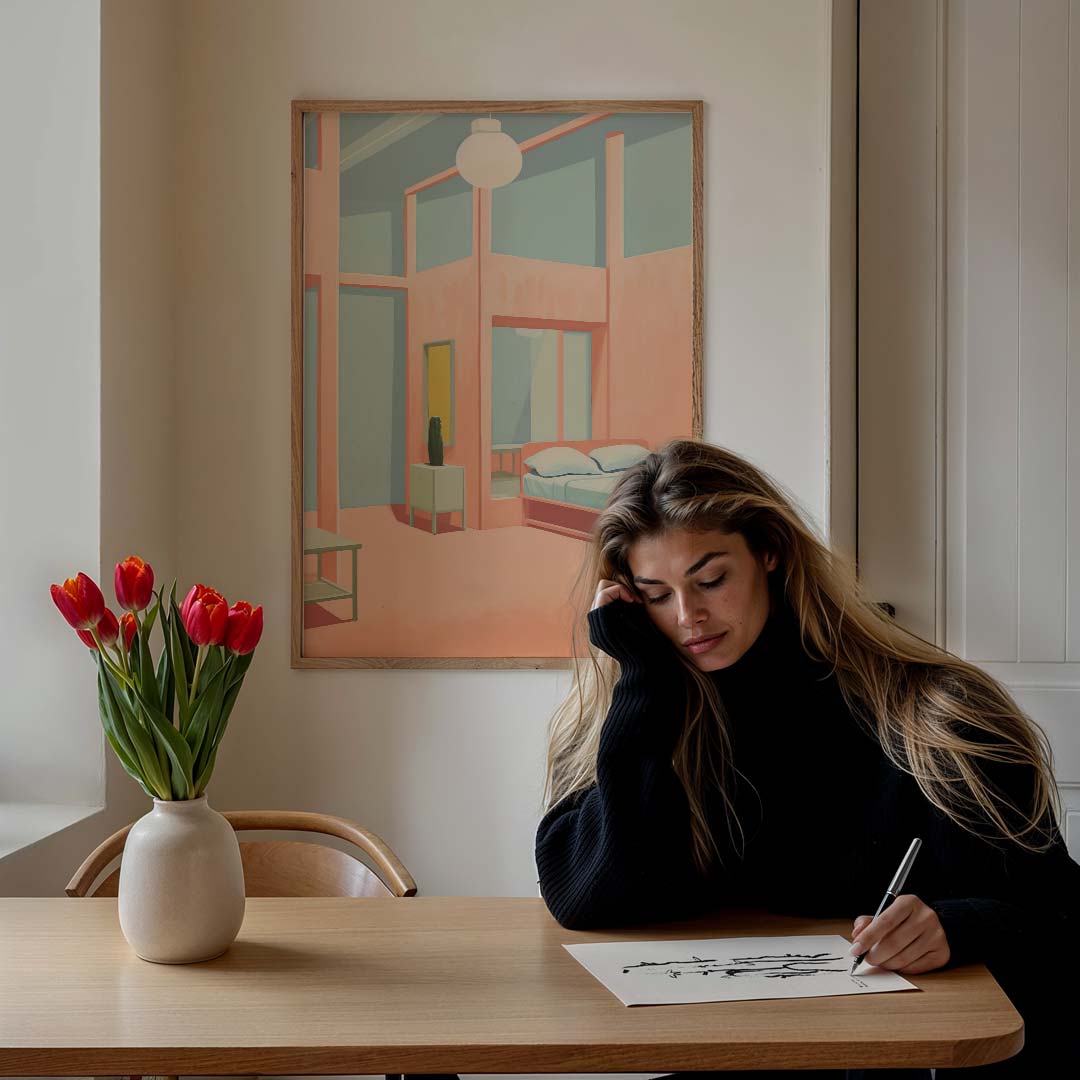 Dromerige Interieur Pastel Poster-WallArtistic