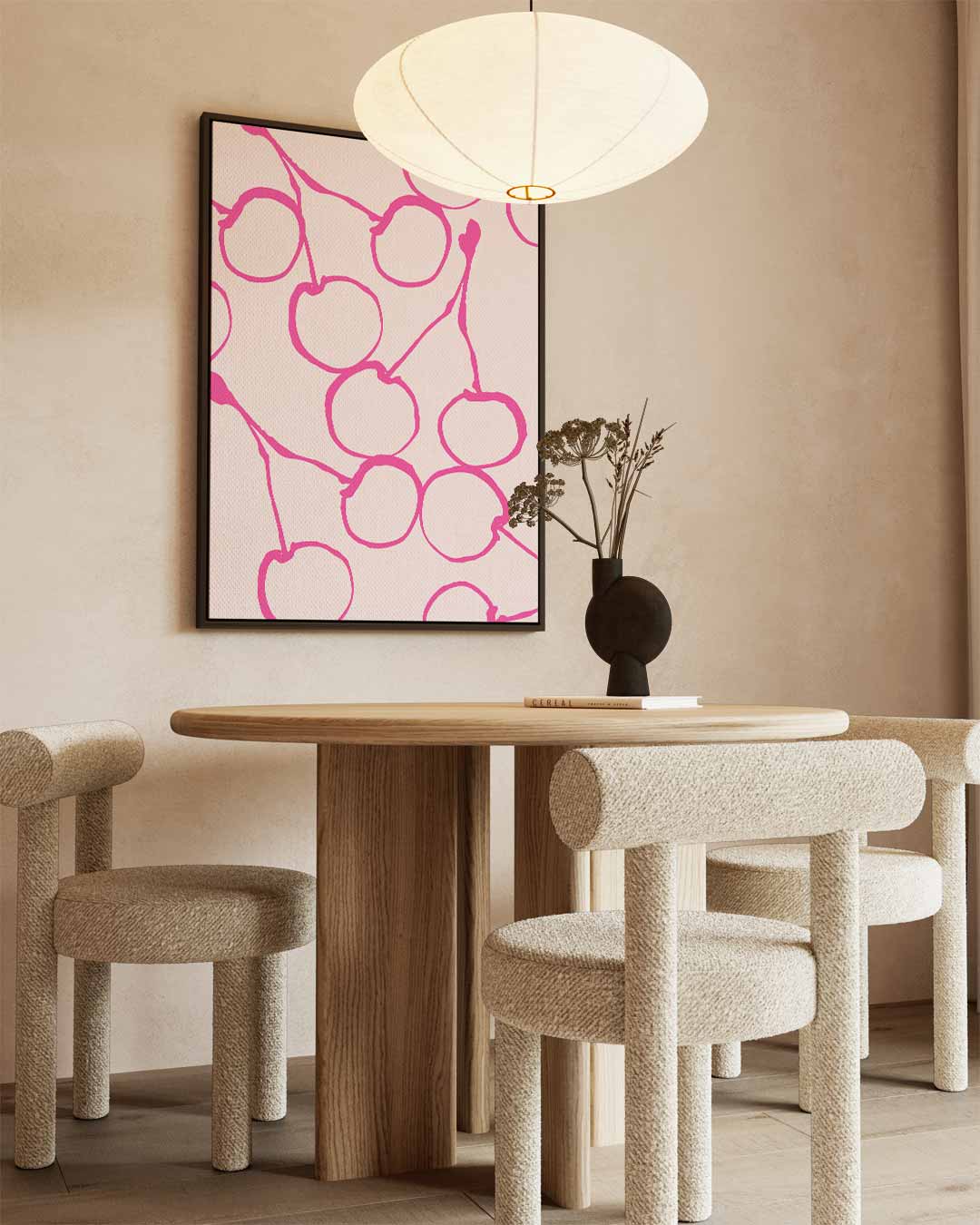 Speelse Kersen Illustratie Kunstwerk-canvas-dibond-plexiglas-wanddecoratie-WallArtistic