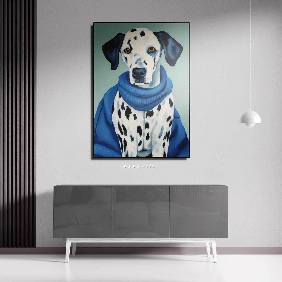 Modieuze Dalmatiër in Blauw Kunstwerk-canvas-dibond-plexiglas-wanddecoratie-WallArtistic