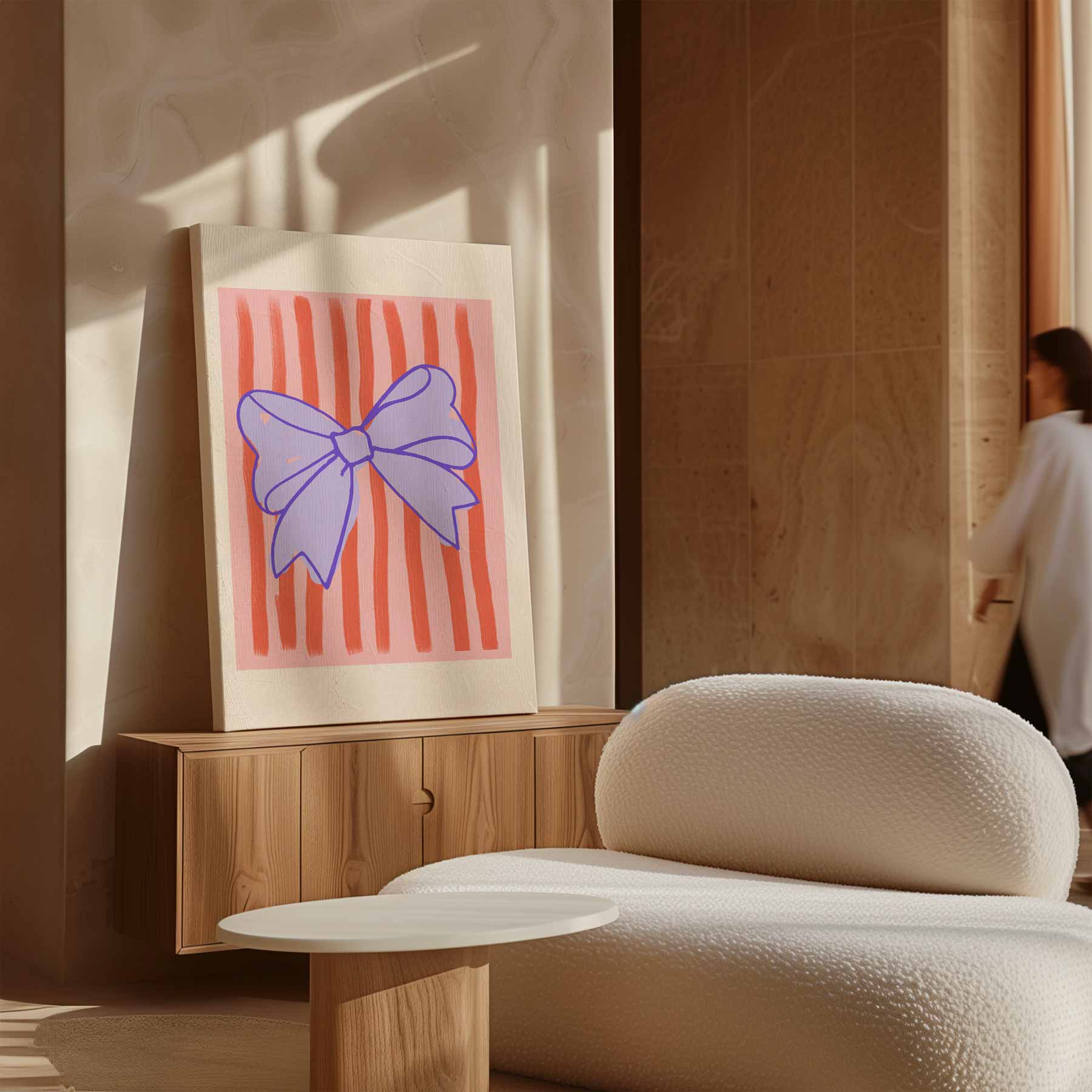 Vrolijke Strik met Strepen Kunstwerk-canvas-dibond-plexiglas-wanddecoratie-WallArtistic