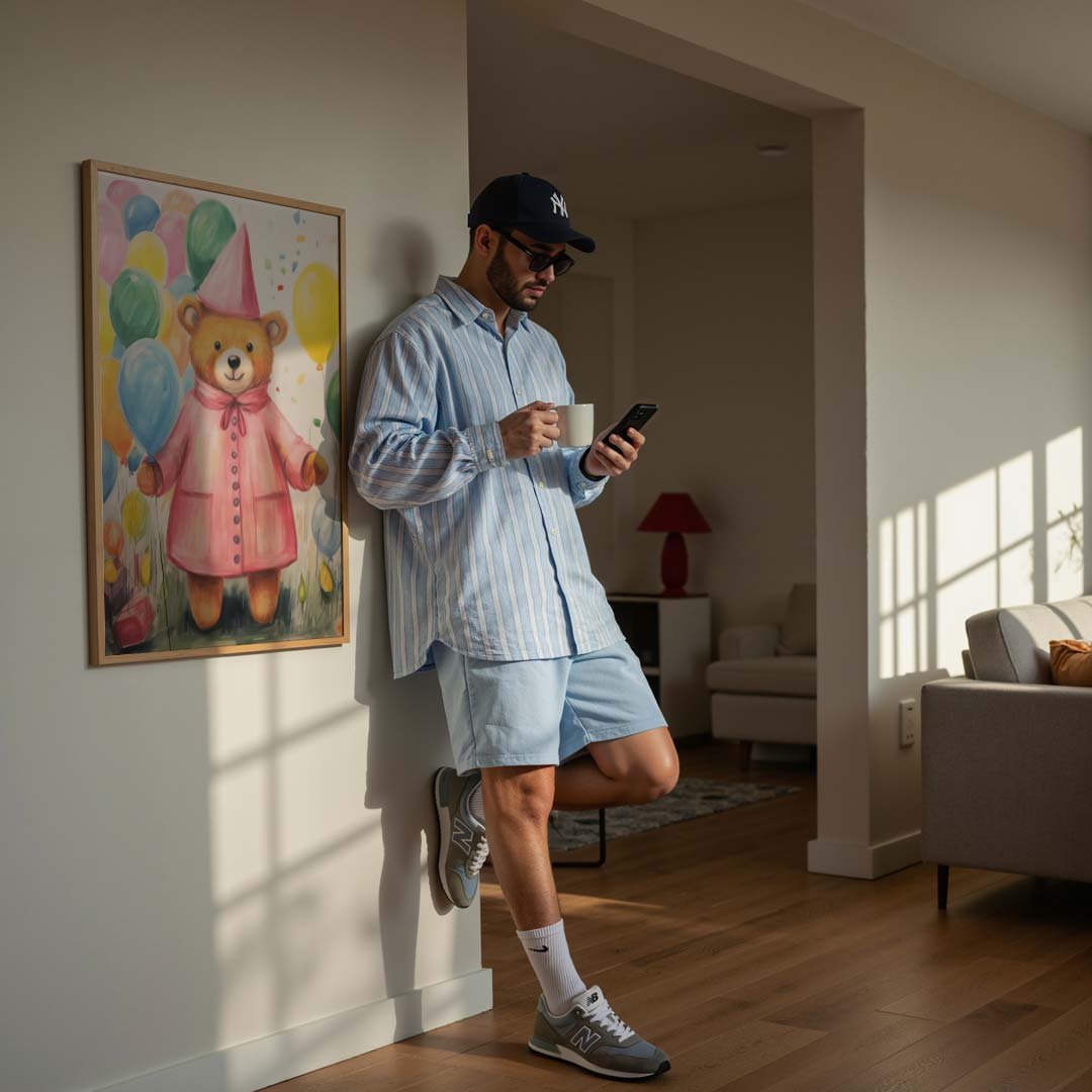 Vrolijke Teddy Beer Feestposter-WallArtistic