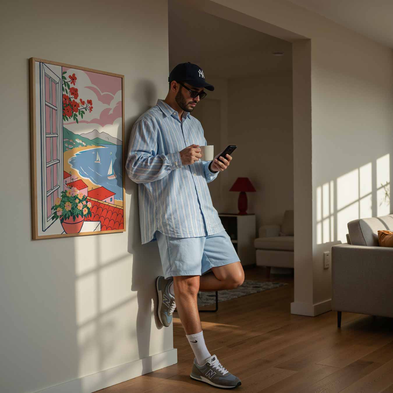 Zomers Uitzicht op de Middellandse Zee Poster-WallArtistic