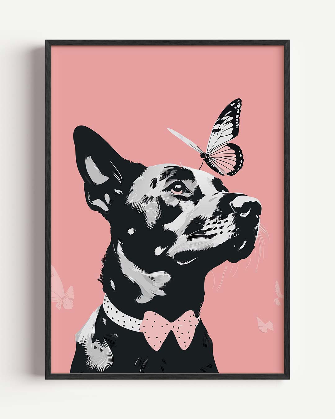 Elegante Hond met Vlinder Poster-WallArtistic