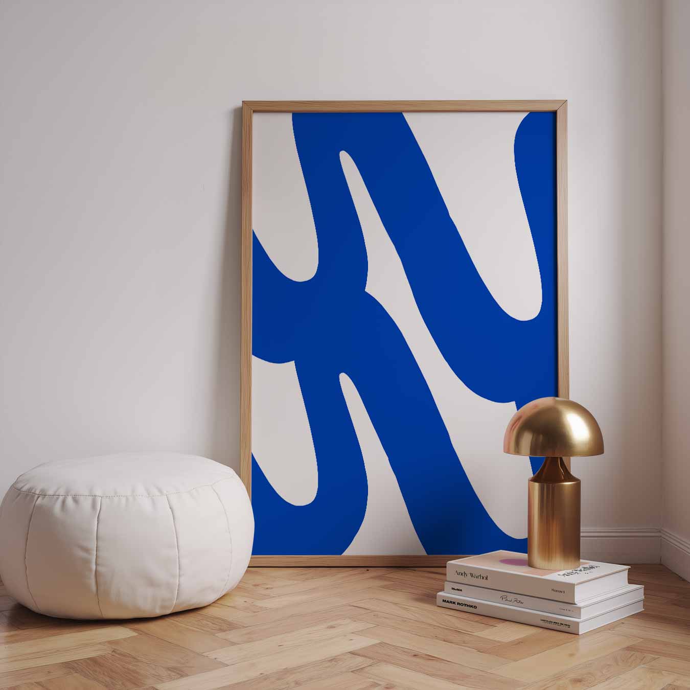 Abstracte Blauwe Golf Poster-WallArtistic