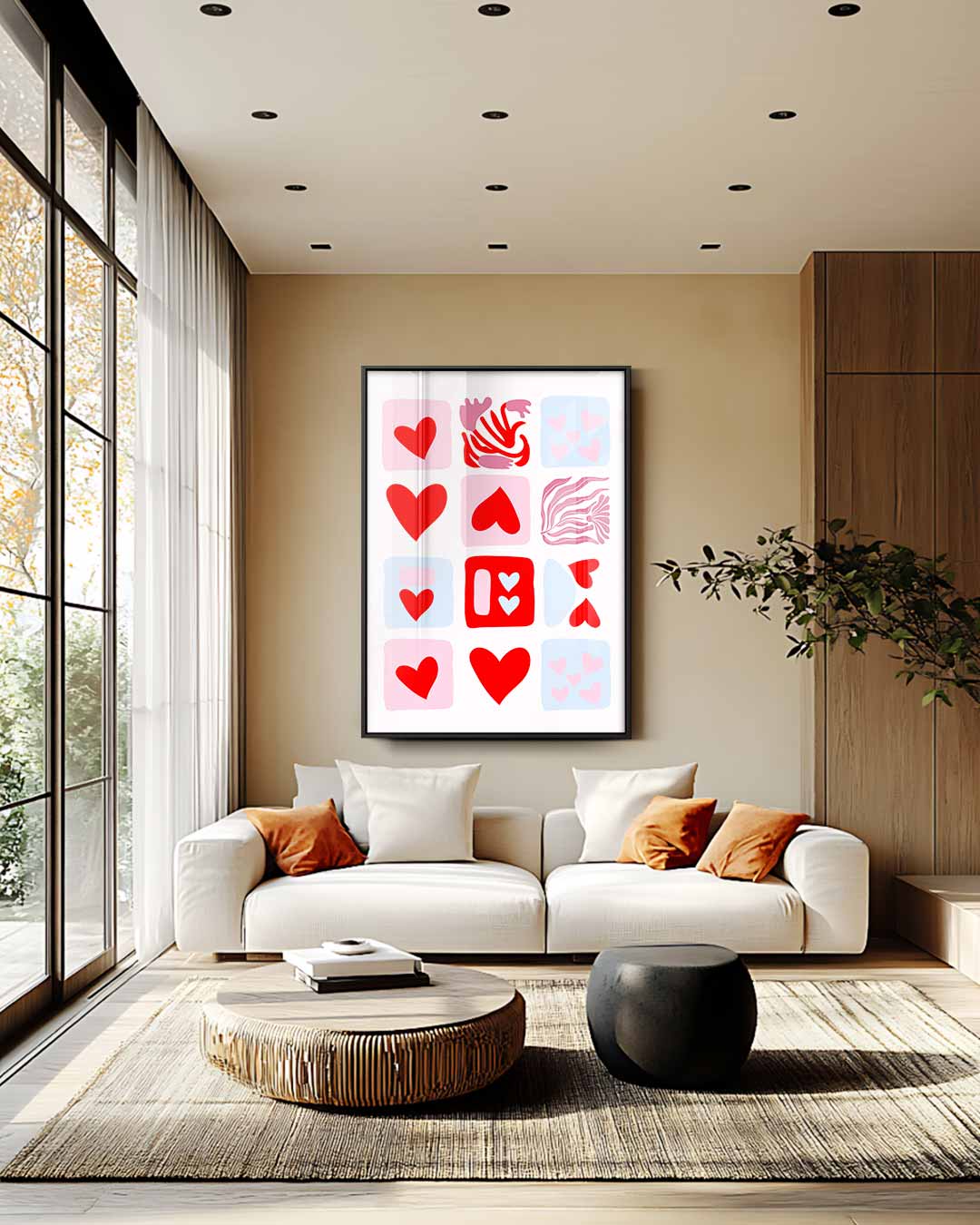 Liefdesvierkantjes kunstprint Kunstwerk-canvas-dibond-plexiglas-wanddecoratie-WallArtistic