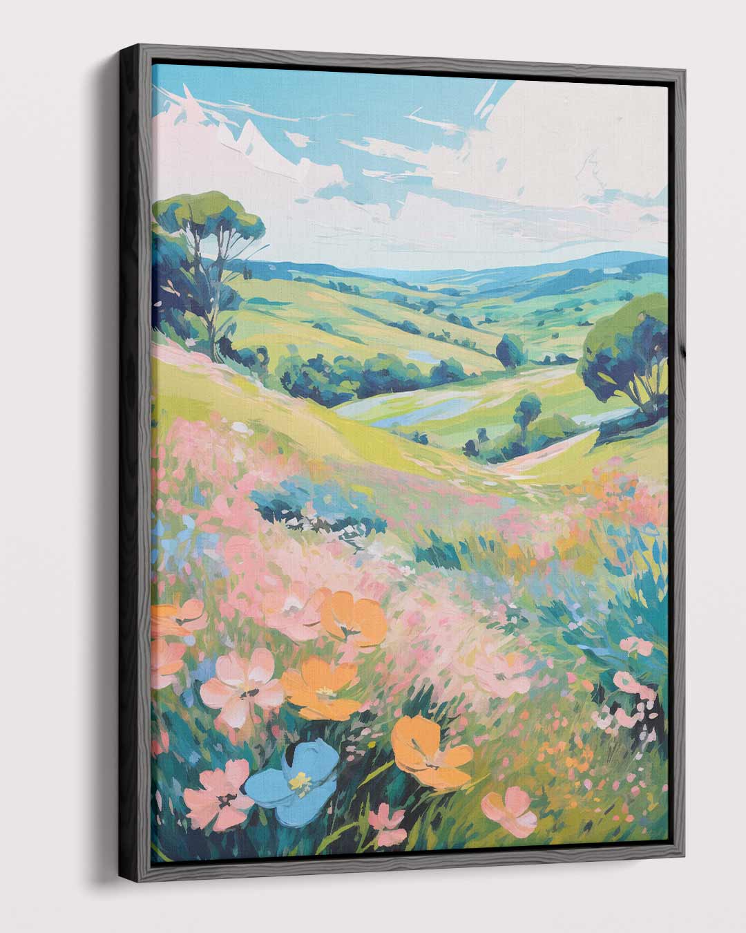 Zomerse Heuvels en Bloemenweelde Kunstwerk-canvas-dibond-plexiglas-wanddecoratie-WallArtistic