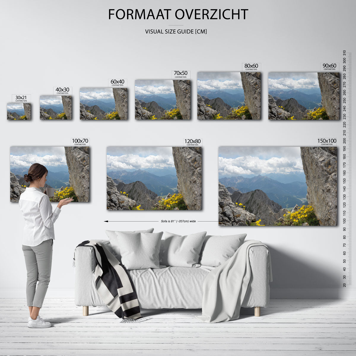 Berglandschap met bloemen Poster