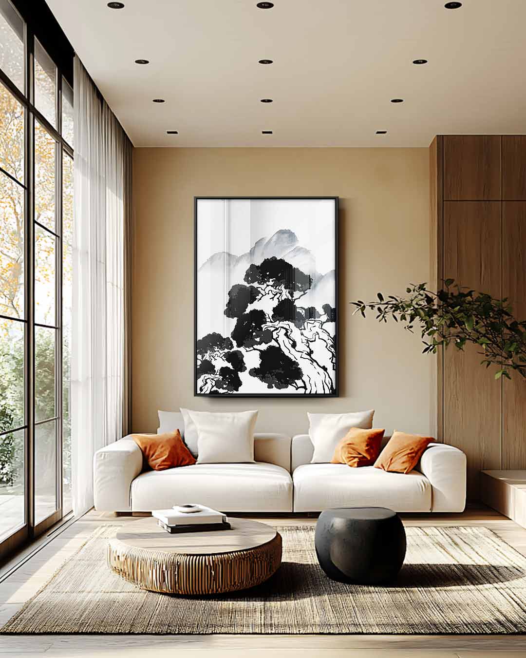 Berglandschap in Oosterse Stijl Kunstwerk-canvas-dibond-plexiglas-wanddecoratie-WallArtistic