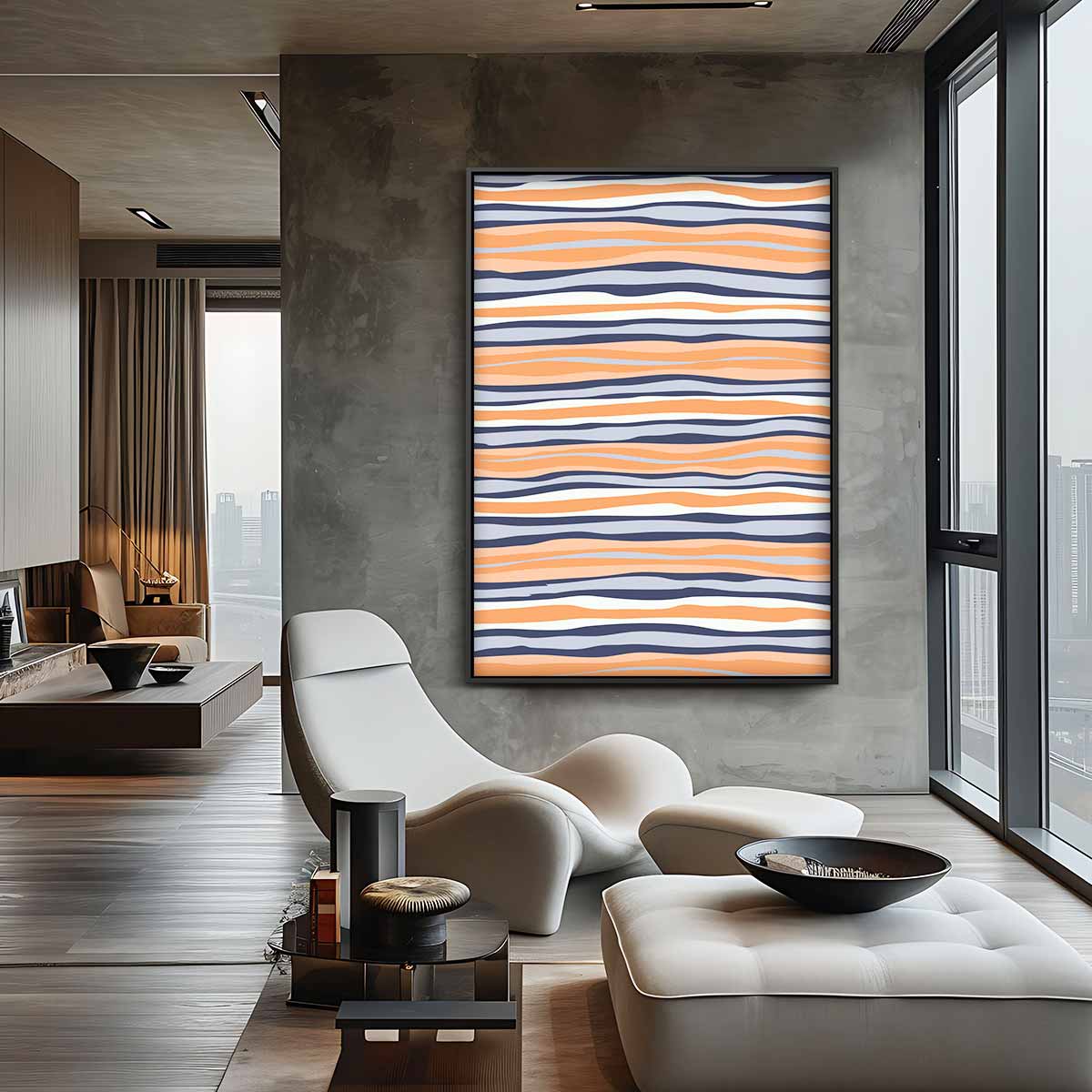 Golvende Stripes Kunstwerk-canvas-dibond-plexiglas-wanddecoratie-WallArtistic