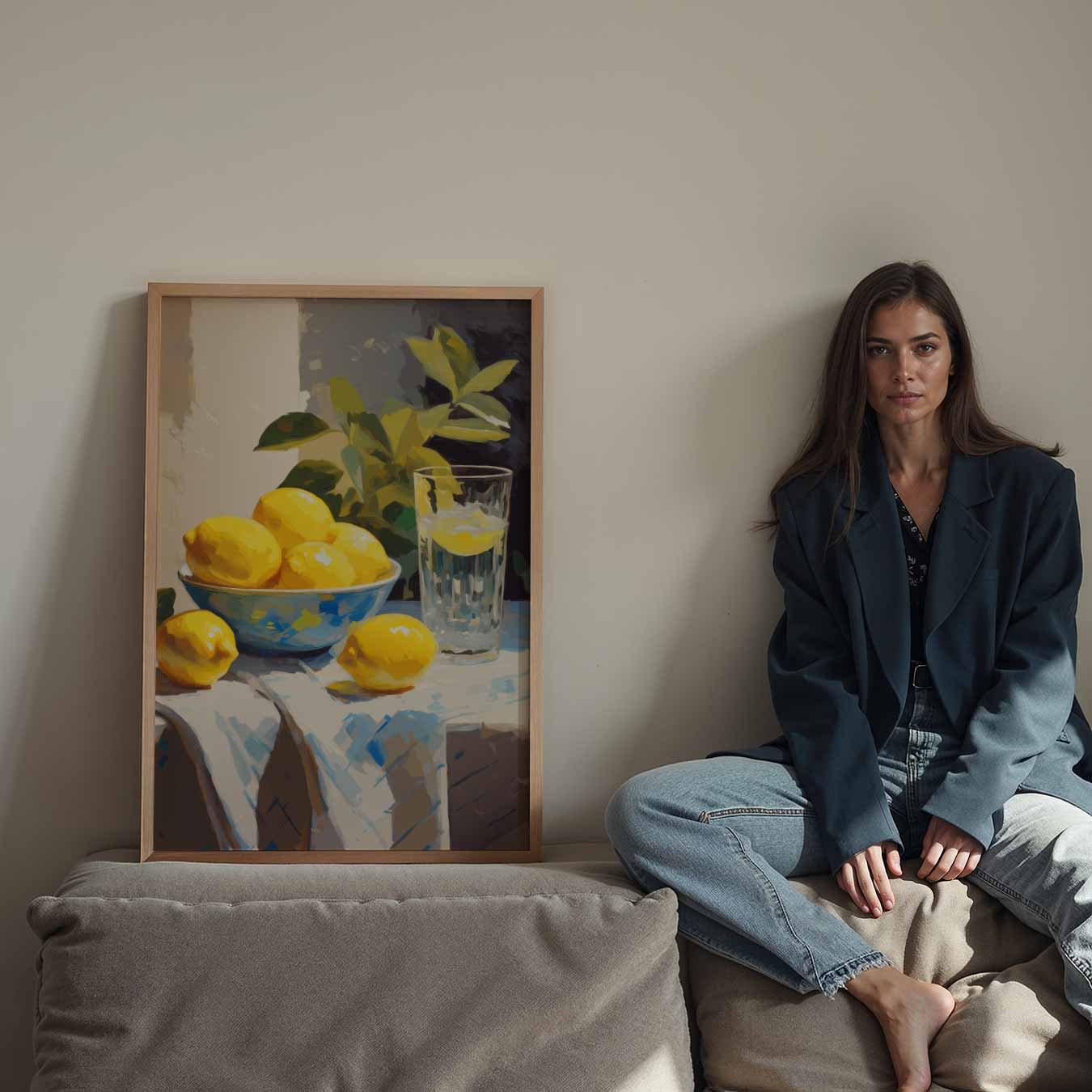 Zonnige Citroentafel Poster-WallArtistic