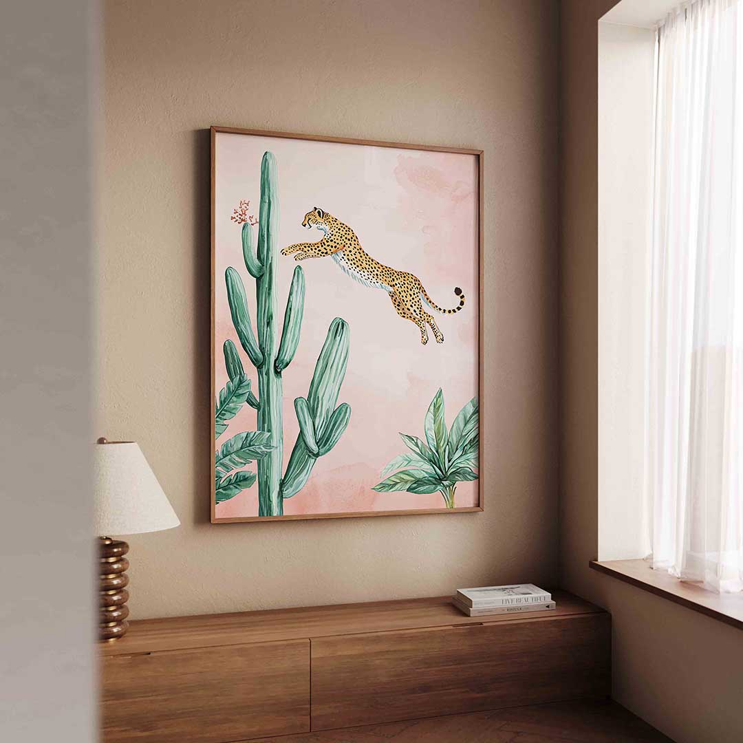 Springende luipaard Poster