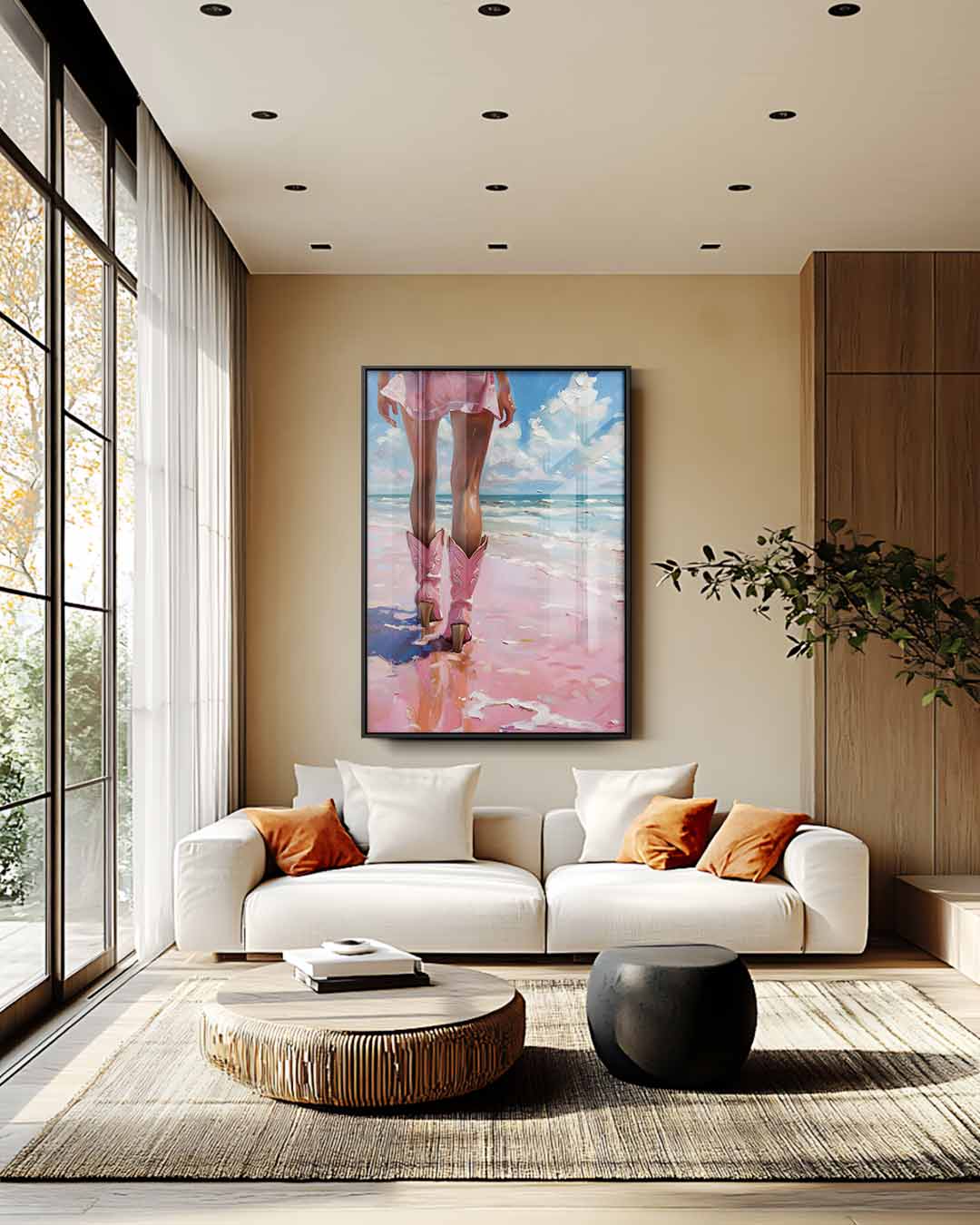 Wandeling op het Strand Kunstwerk-canvas-dibond-plexiglas-wanddecoratie-WallArtistic