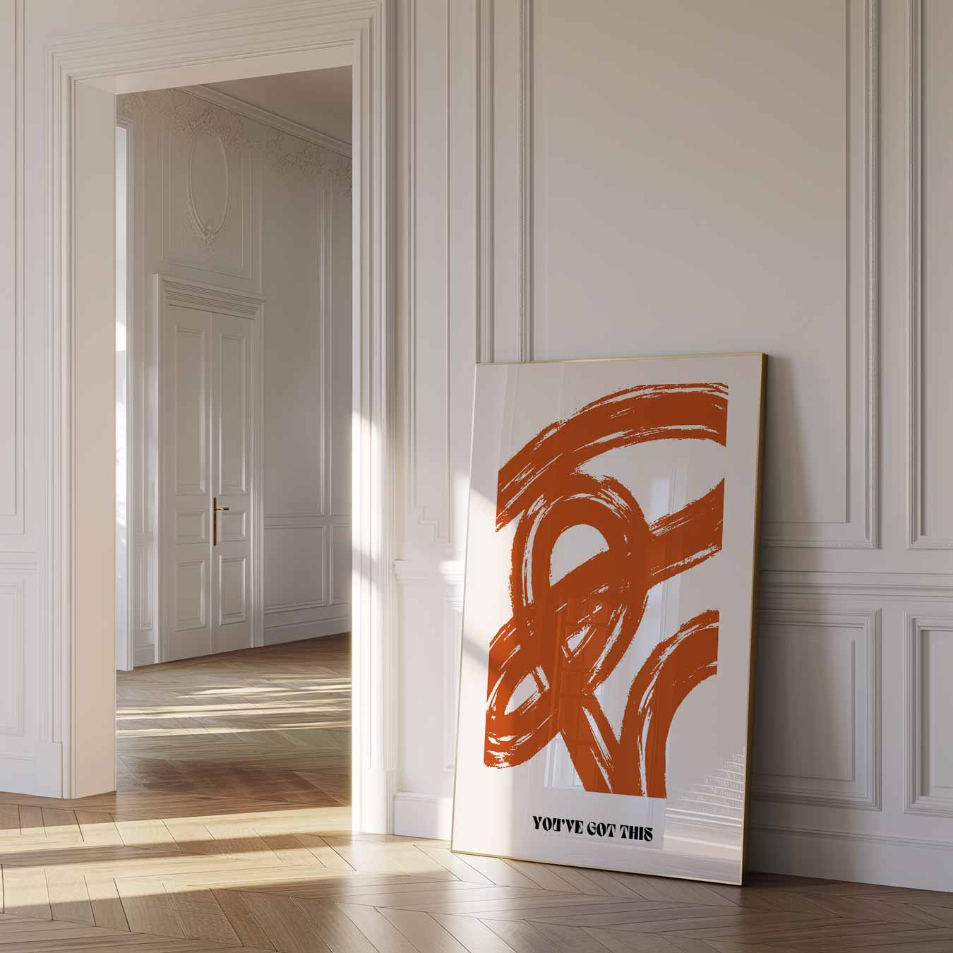 Inspirerende Oranje Motivatieposter-WallArtistic