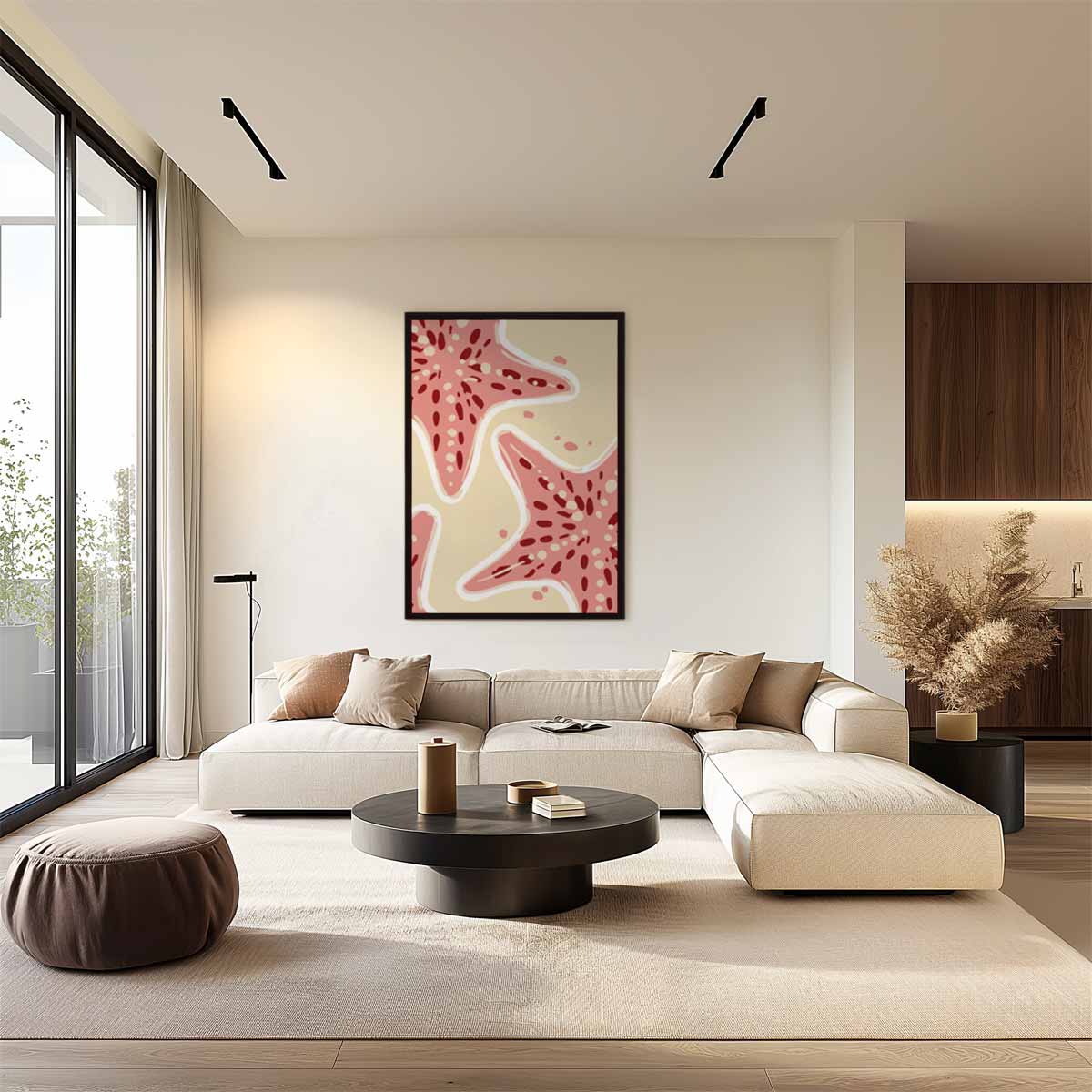 Speelse Zeester Print Kunstwerk-canvas-dibond-plexiglas-wanddecoratie-WallArtistic