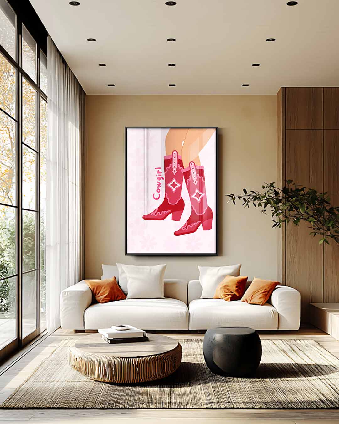 Stoere Cowgirl Laarzen Print Kunstwerk-canvas-dibond-plexiglas-wanddecoratie-WallArtistic