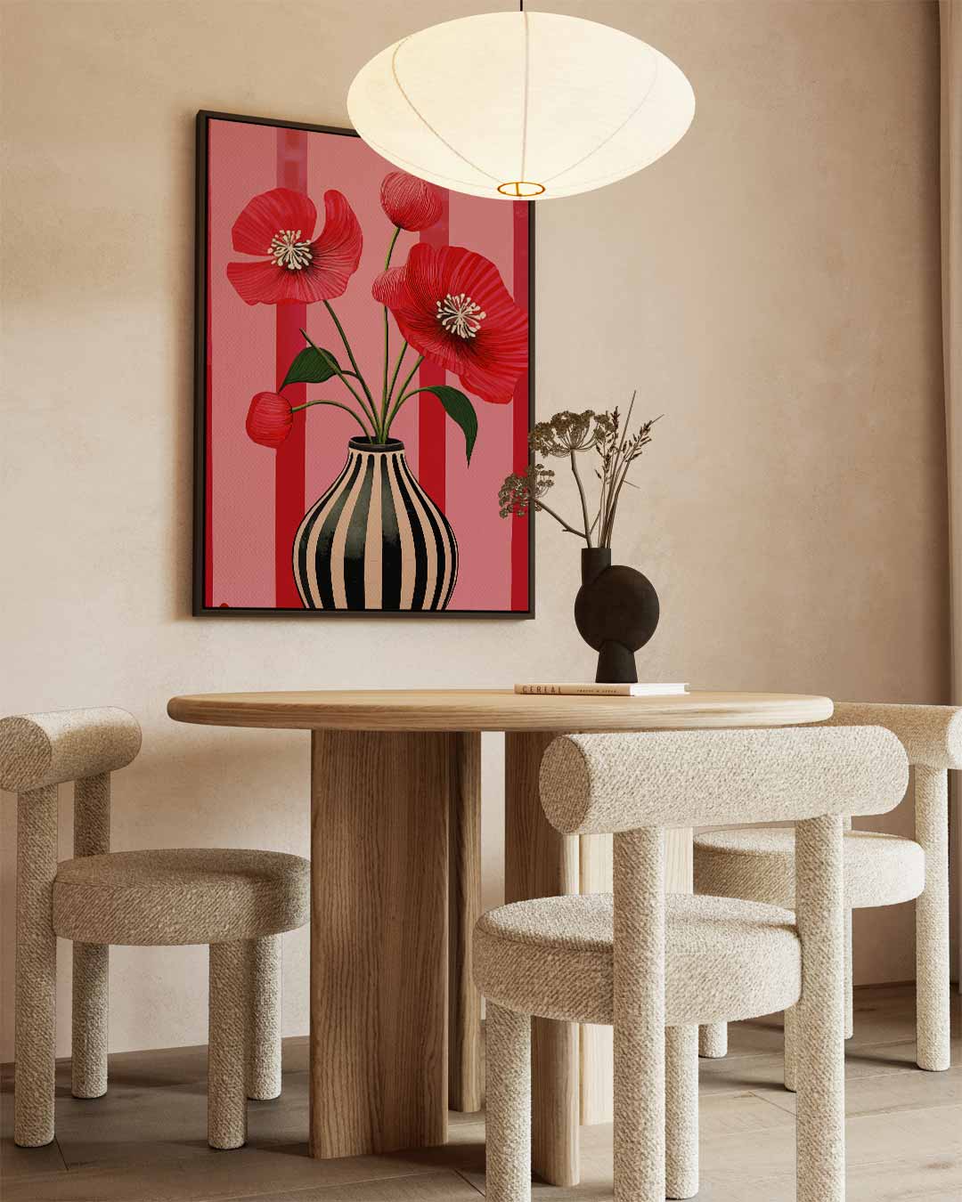 Vaas Met Rood Klaprozen Kunstwerk-canvas-dibond-plexiglas-wanddecoratie-WallArtistic