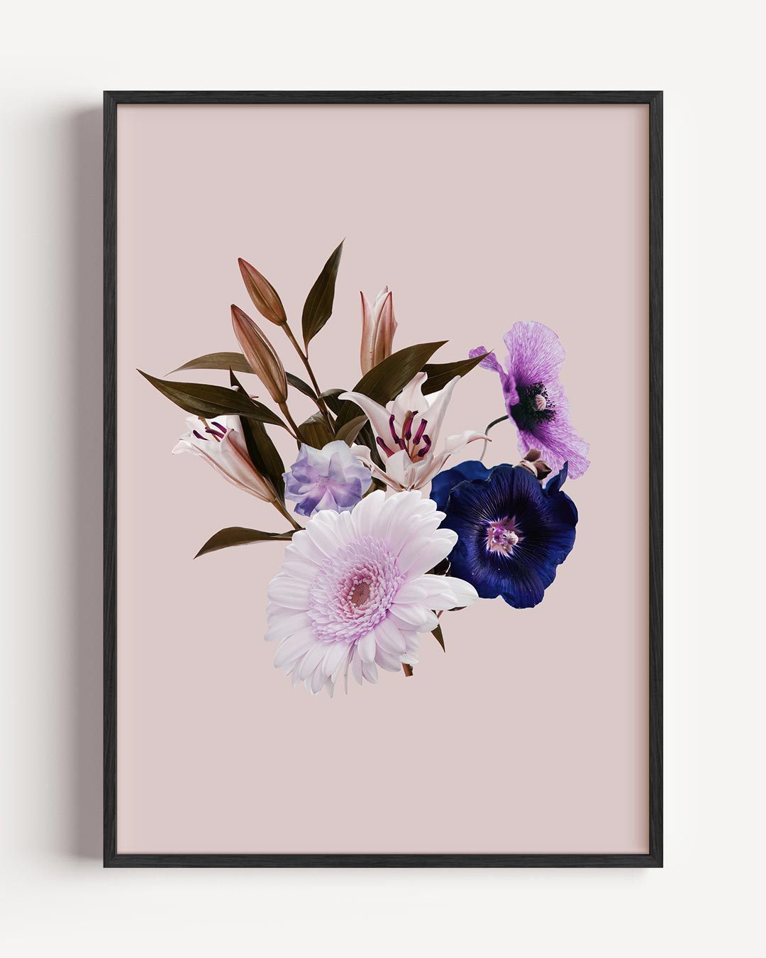 Bloemenpracht op Zacht Roze Poster-WallArtistic