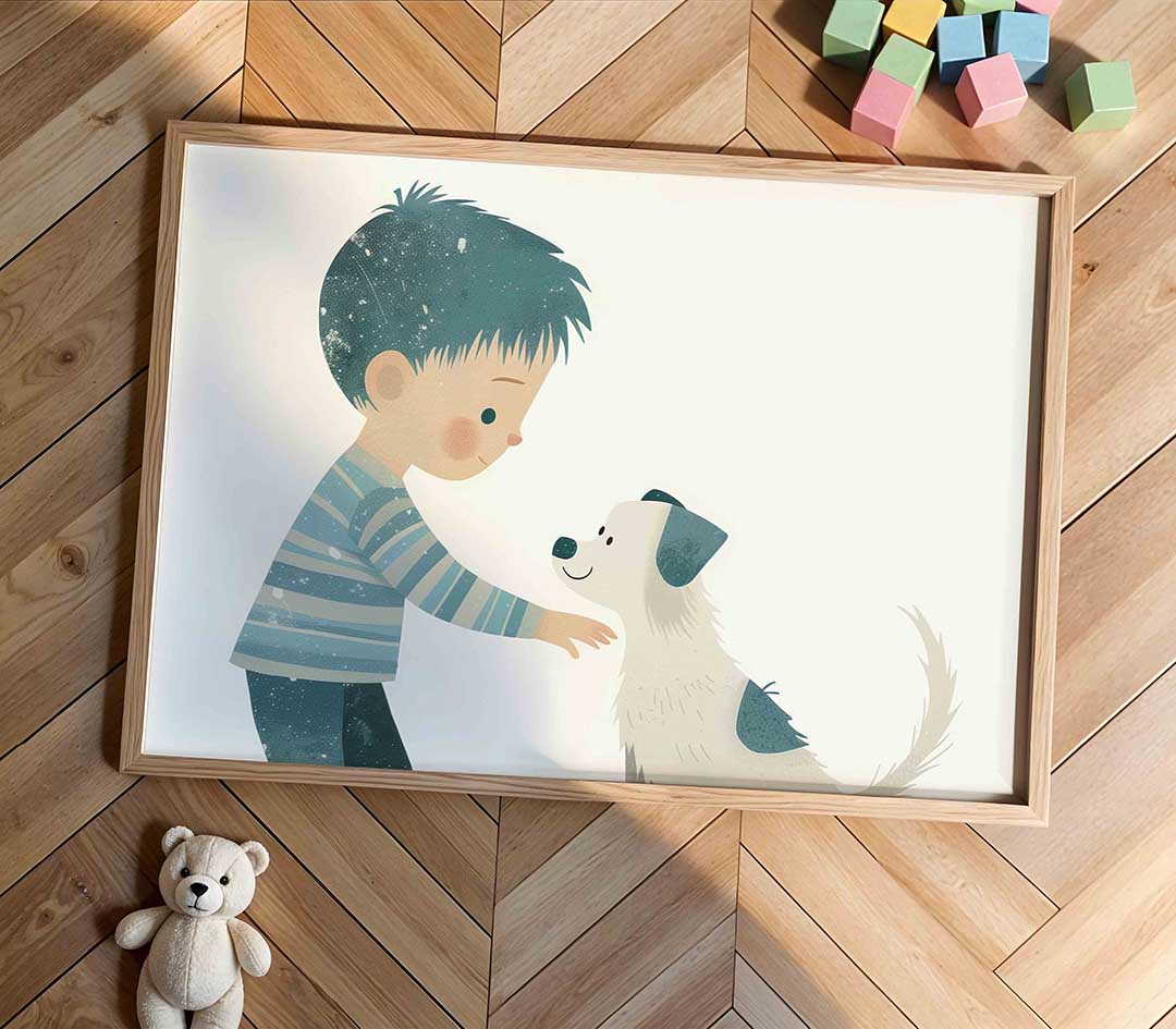 Jongen met hond Poster