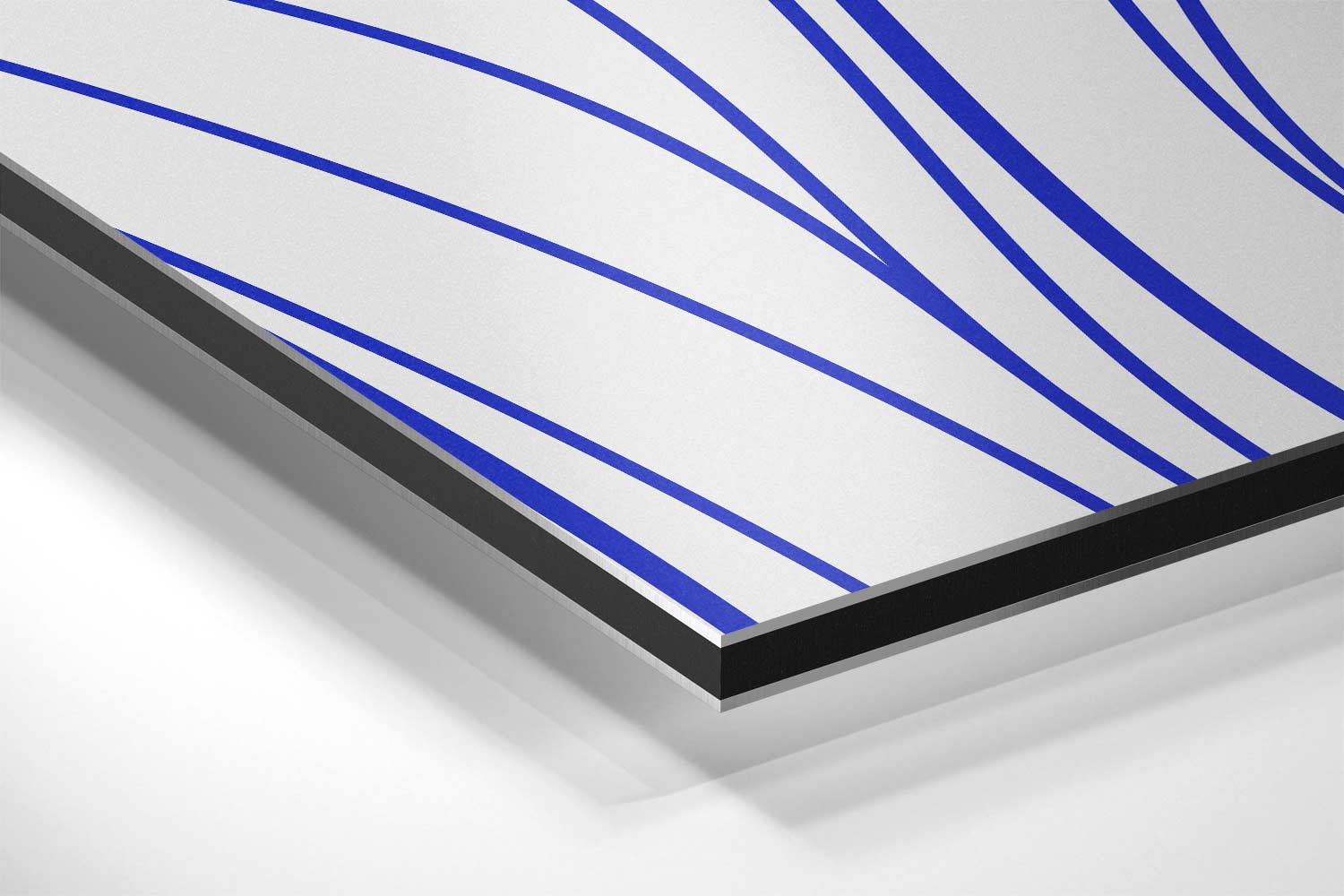 Golvende Blauwe Strepen Kunstwerk-canvas-dibond-plexiglas-wanddecoratie-WallArtistic