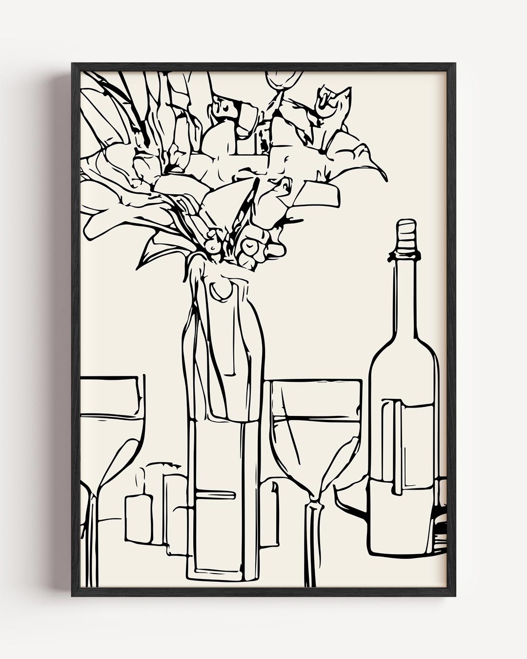 Elegante Bloemen Silhouet Poster-WallArtistic