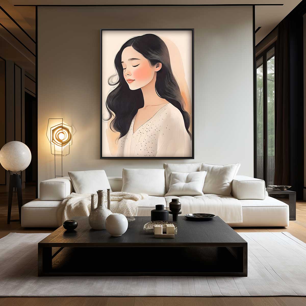 Rustige Schoonheid Portret Kunstwerk-canvas-dibond-plexiglas-wanddecoratie-WallArtistic