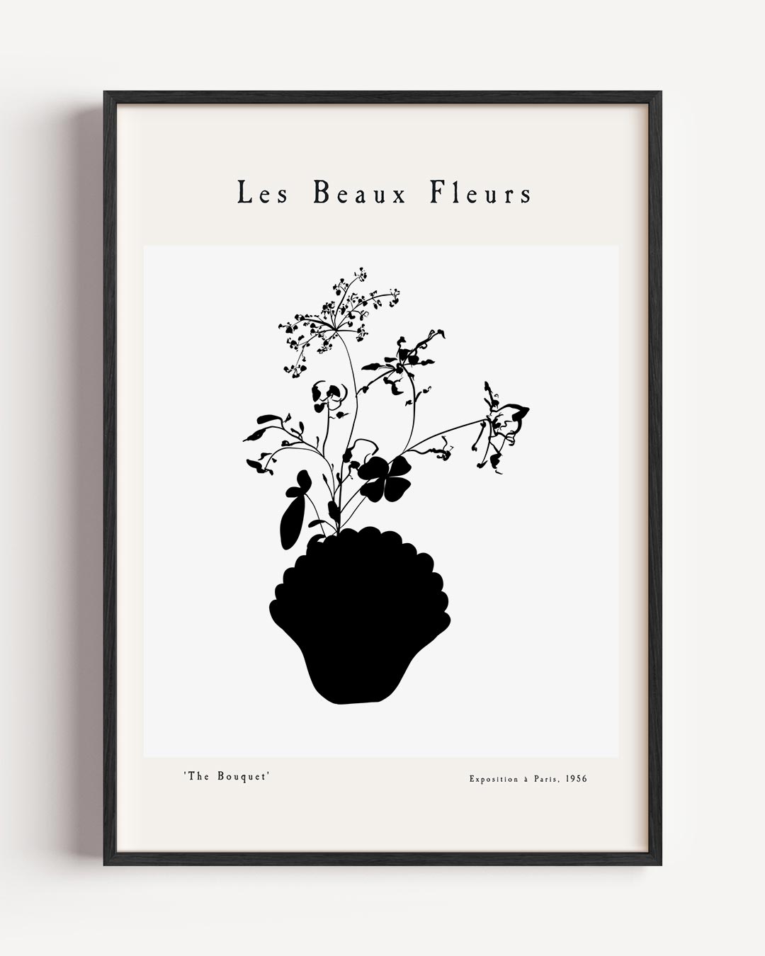 Zwart-Wit Bloemen Silhouet Poster-WallArtistic