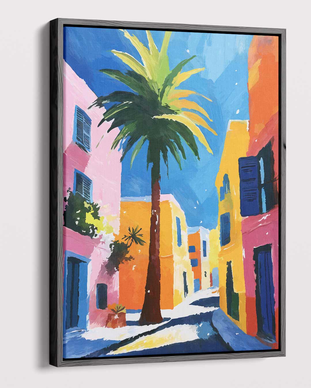 Zonnige Straat in de Middellandse Zee Kunstwerk-canvas-dibond-plexiglas-wanddecoratie-WallArtistic